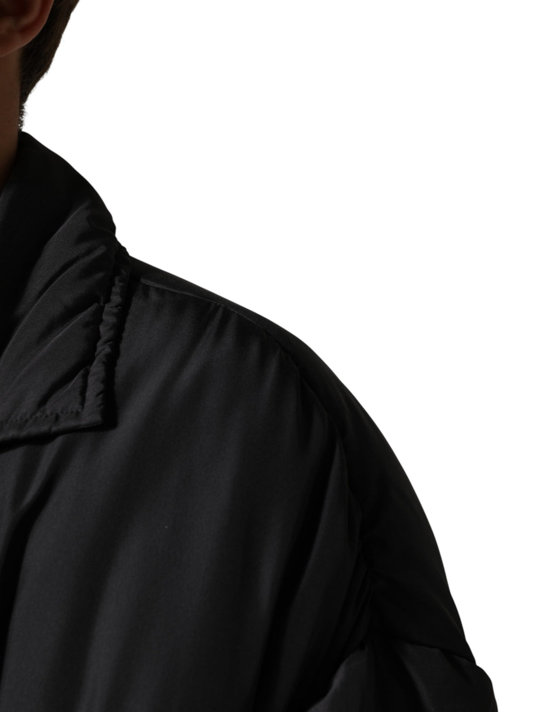 Dolce & Gabbana Black Silk Padded Parka Men Coat Jacket