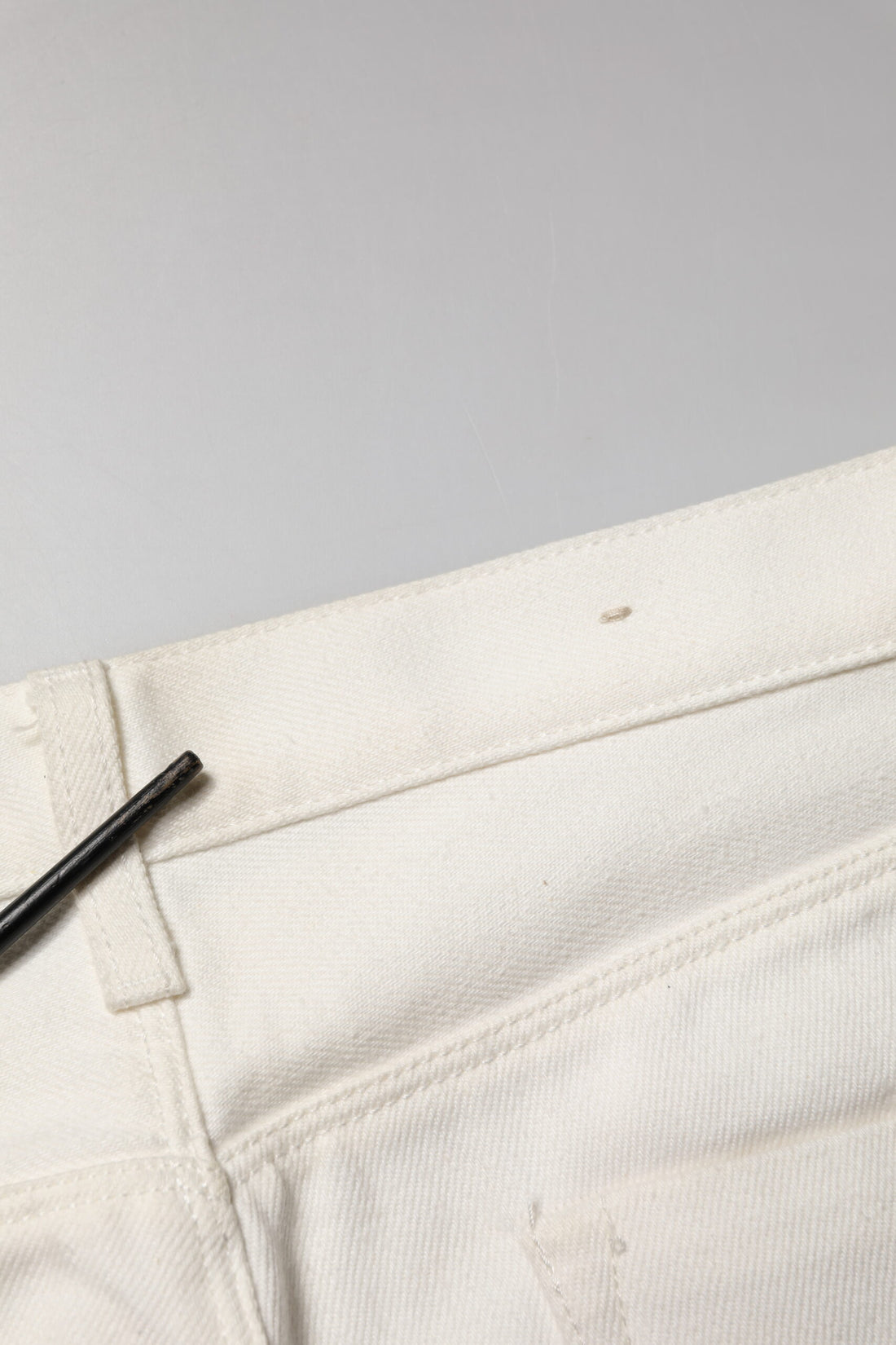 Fortela White Cotton Straight Denim Mid Waist Trouser Jeans