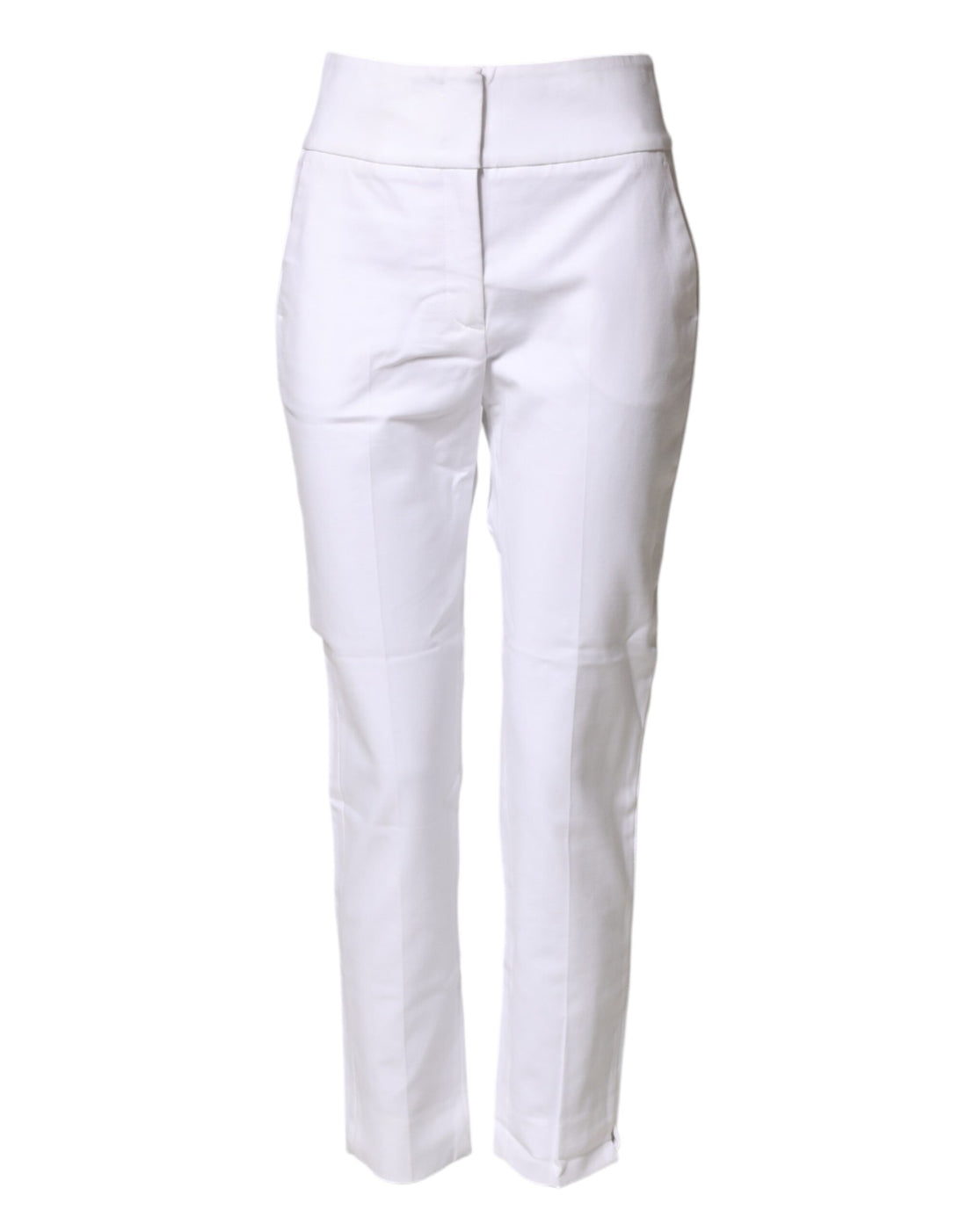 Witte High Waist Taps Toelopende Chino Broek