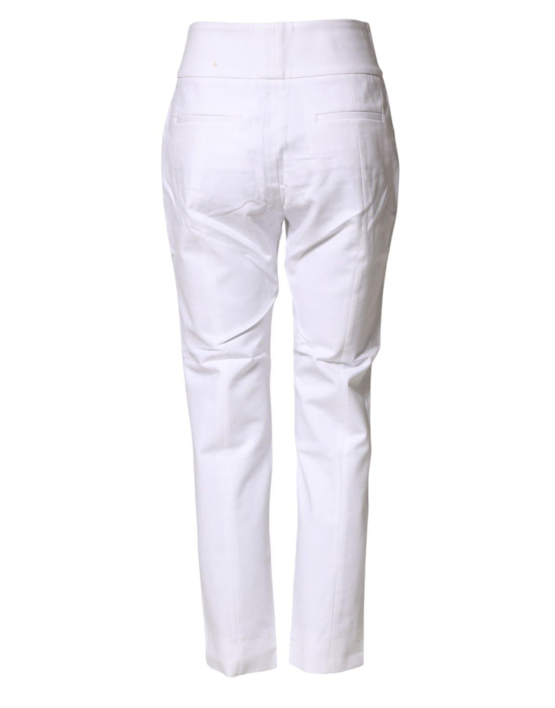 Witte High Waist Taps Toelopende Chino Broek