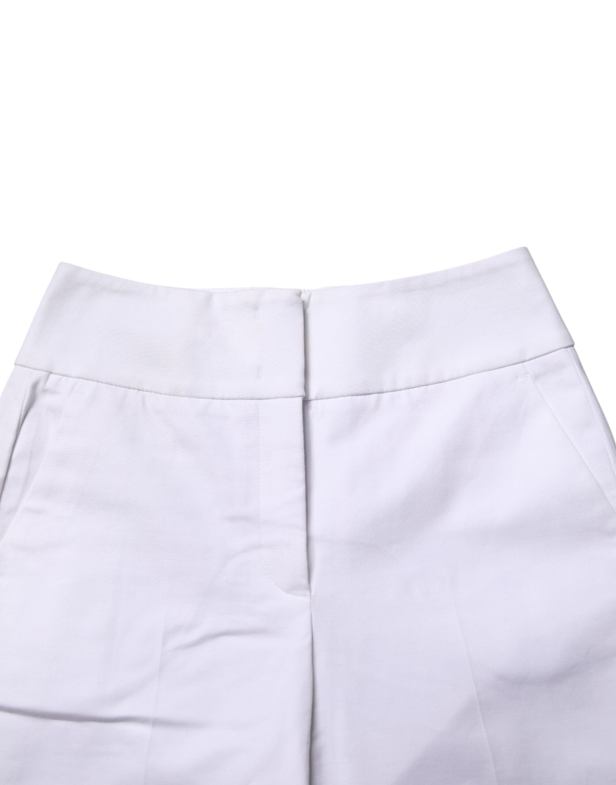 Witte High Waist Taps Toelopende Chino Broek