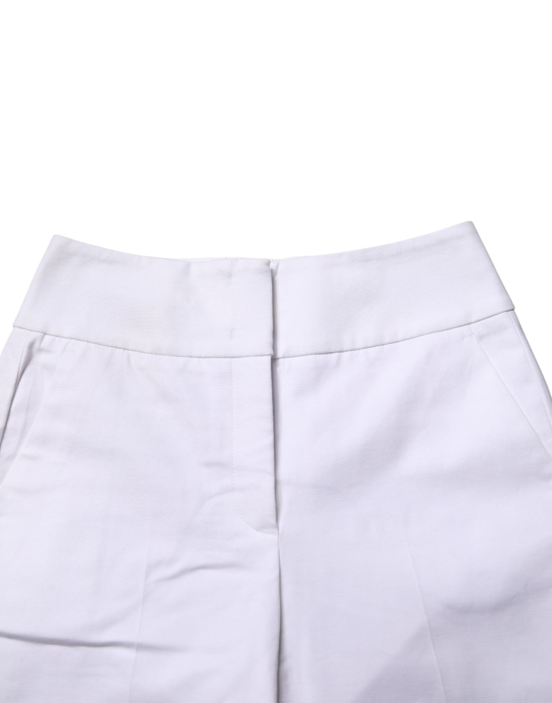 Witte High Waist Taps Toelopende Chino Broek