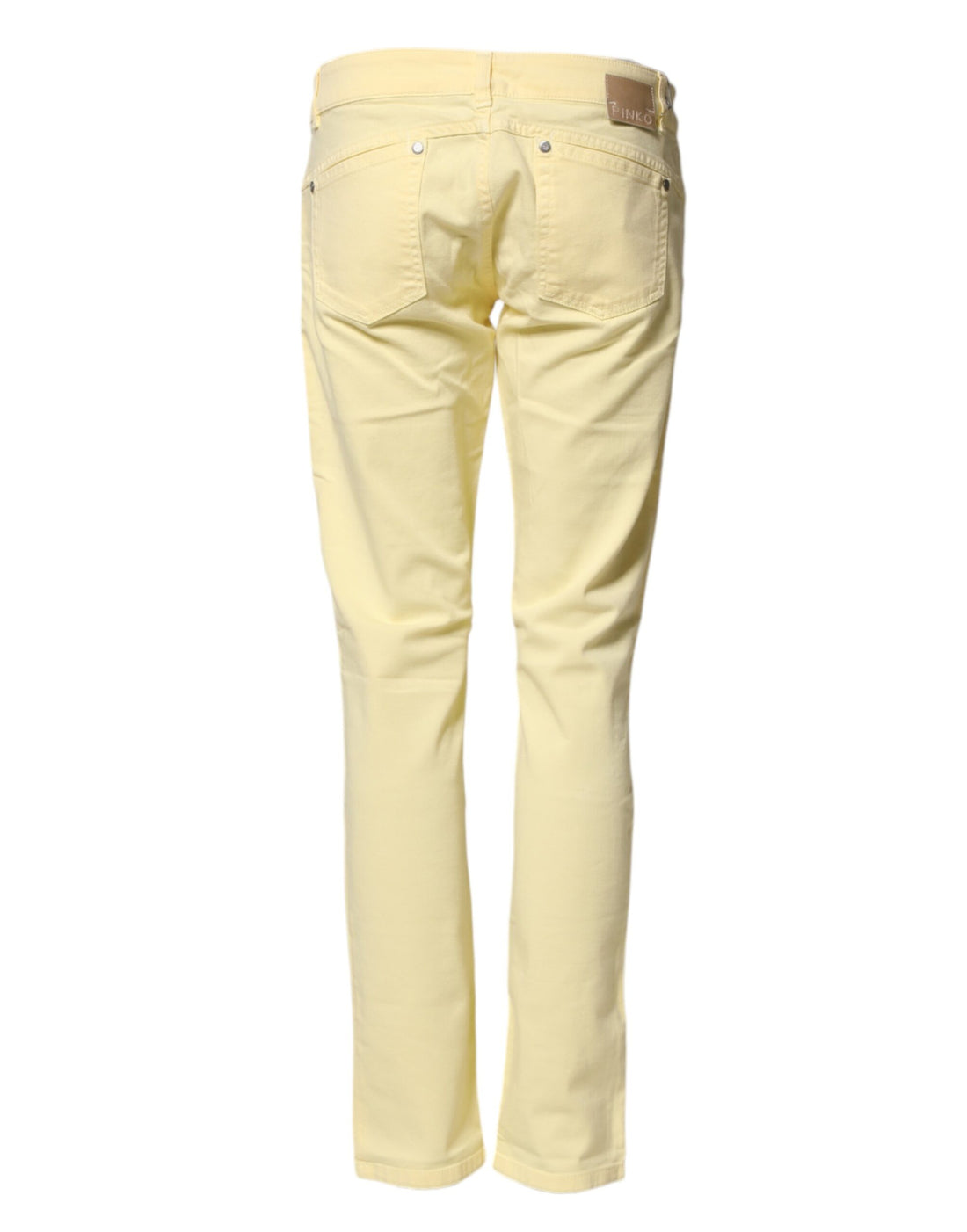 Gele Katoenen Lage Taille Slim Fit Skinny Denim Casual Jeans