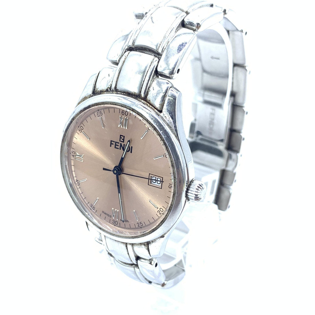 Fendi Pink Champagne Dial Quartz Watch, Stainless Steel