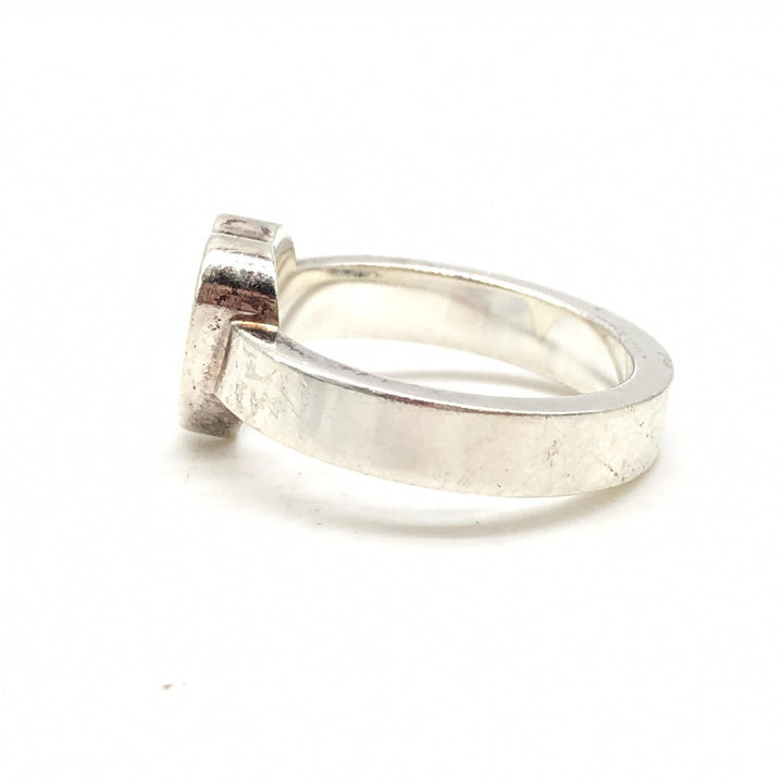 Gucci Sterling Silver Heart Trademark Ring, US Size 5.5