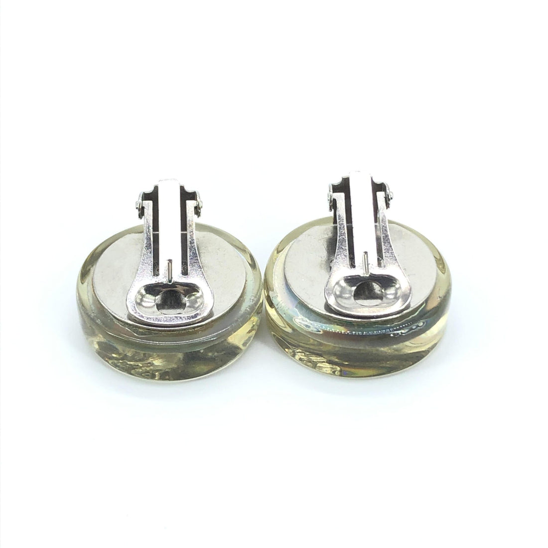 Chanel Vintage Holographic Logo Clip-On Earrings