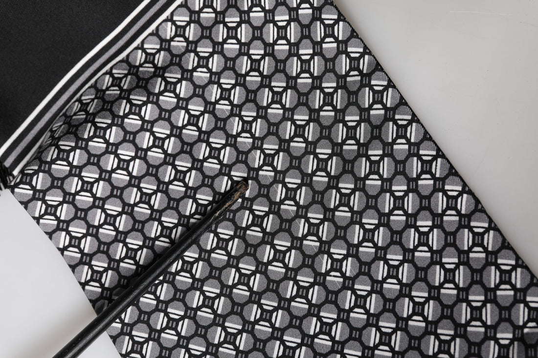 Zwarte Zijden Geometrische Franjes Foulard 140cm x 15cm Sjaal