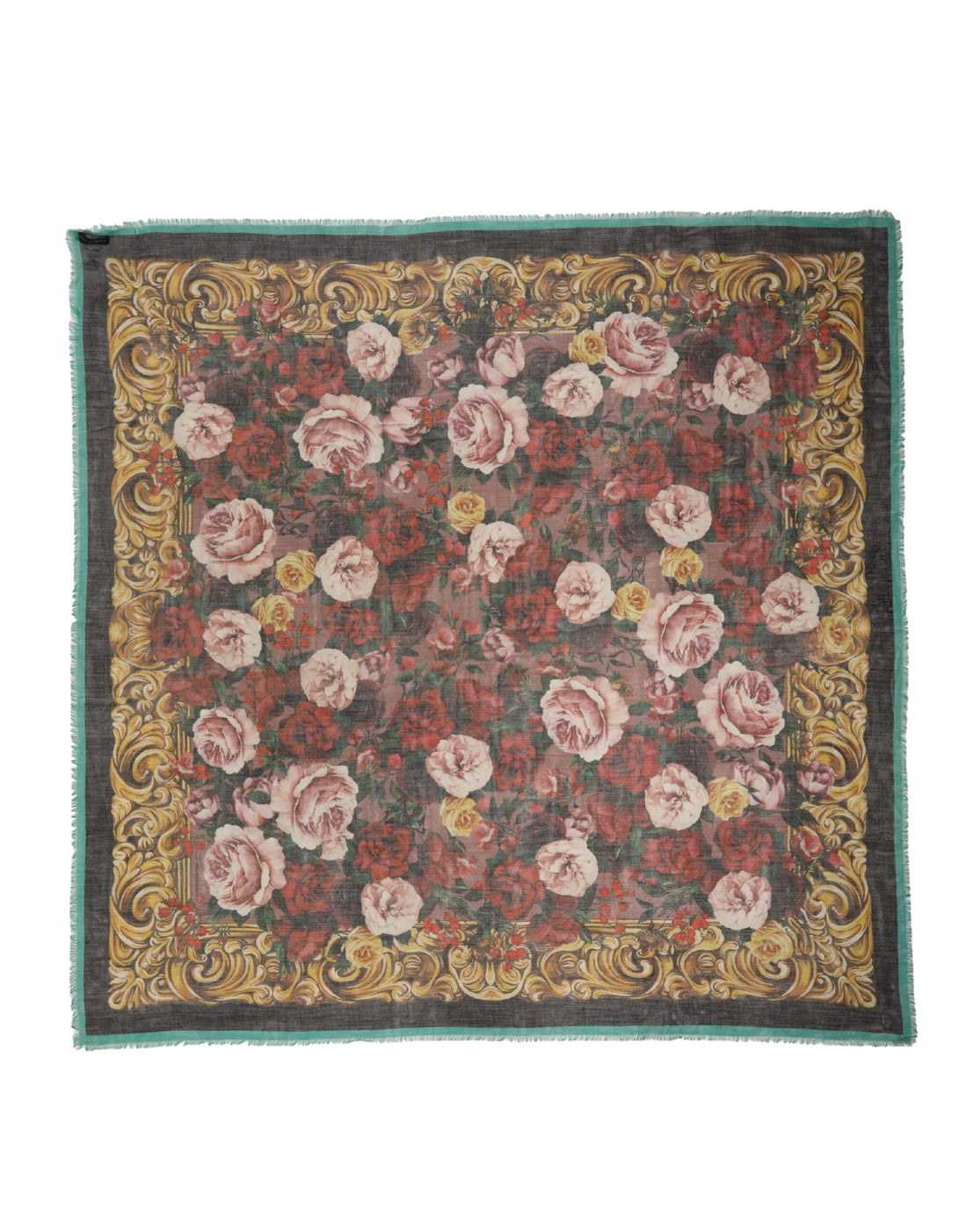 Multikleurige gebloemde kasjmier stola 134cmx134cm sjaal