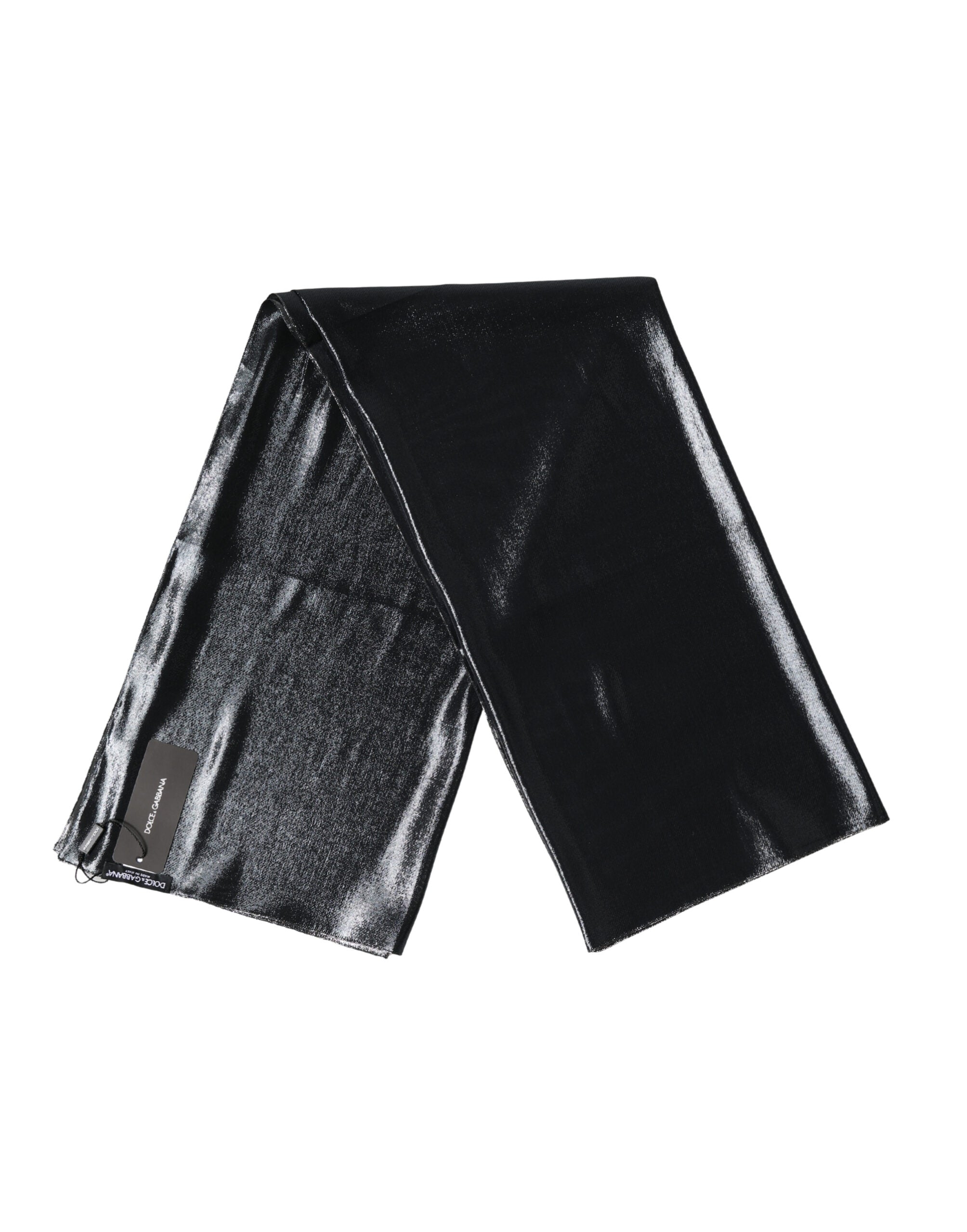 Zwarte Zijden Lurex Foulard Wikkeldoek 119cm x 117.5cm Sjaal