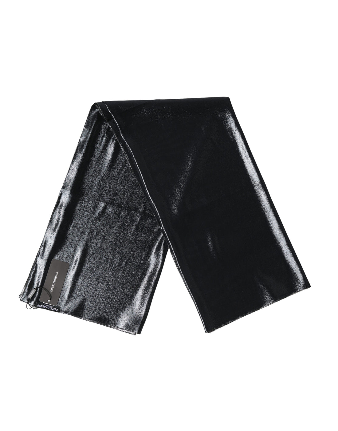 Zwarte Zijden Lurex Foulard Wikkeldoek 119cm x 117.5cm Sjaal