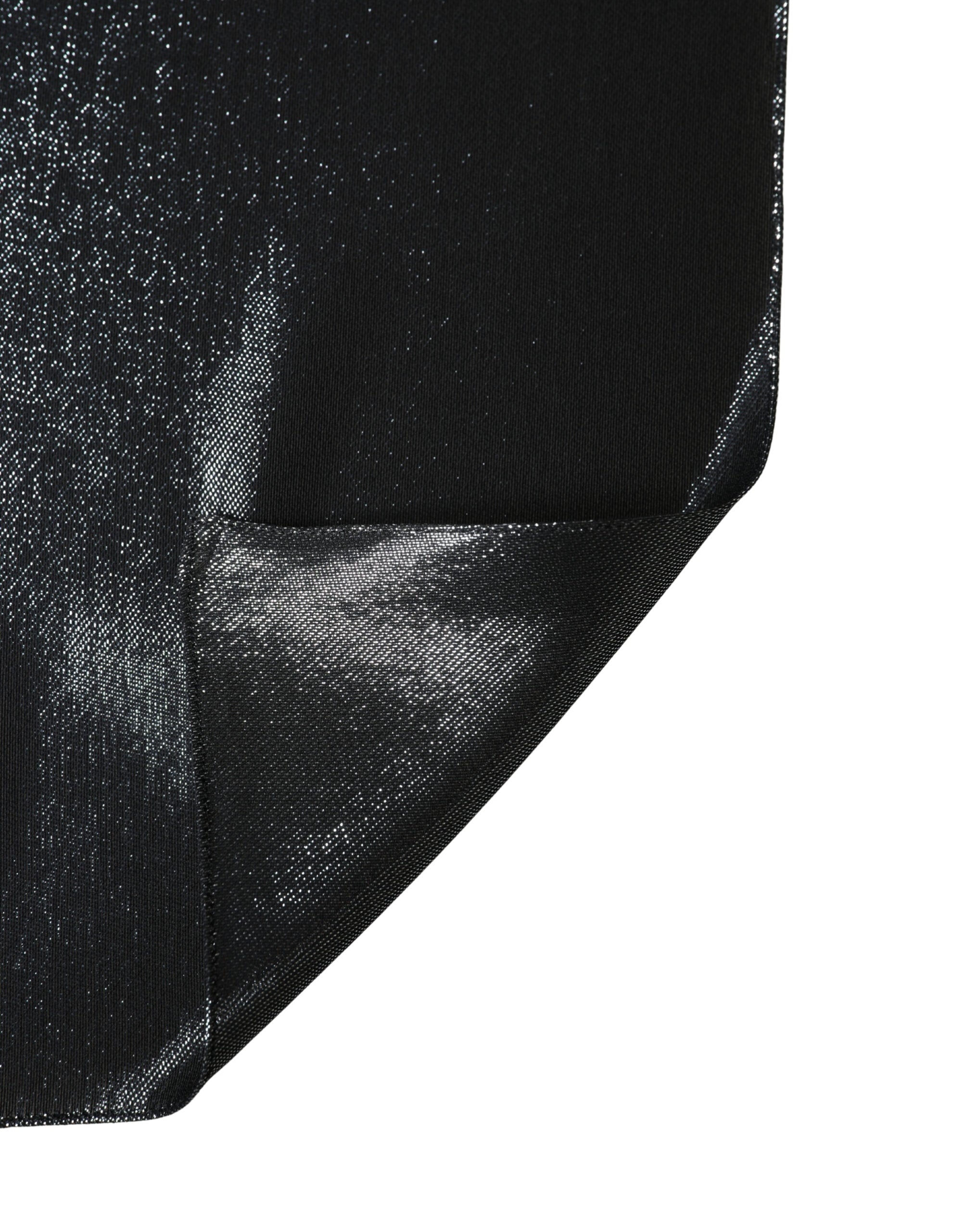 Zwarte Zijden Lurex Foulard Wikkeldoek 119cm x 117.5cm Sjaal