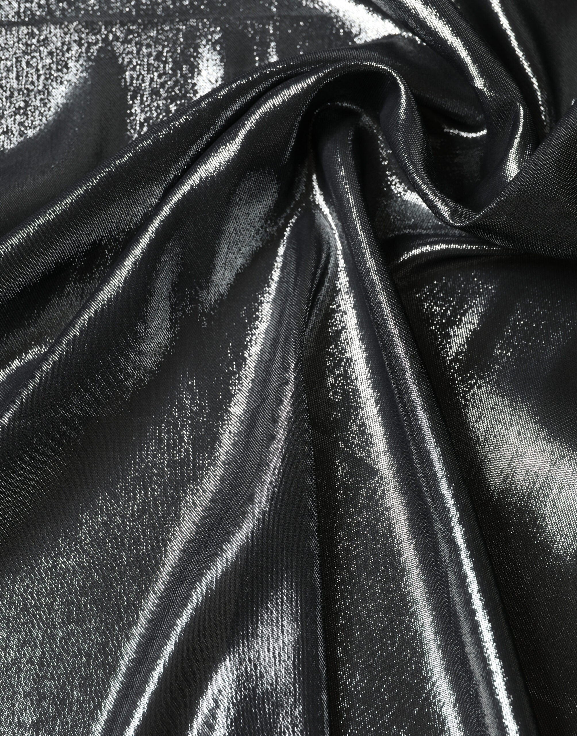 Zwarte Zijden Lurex Foulard Wikkeldoek 119cm x 117.5cm Sjaal