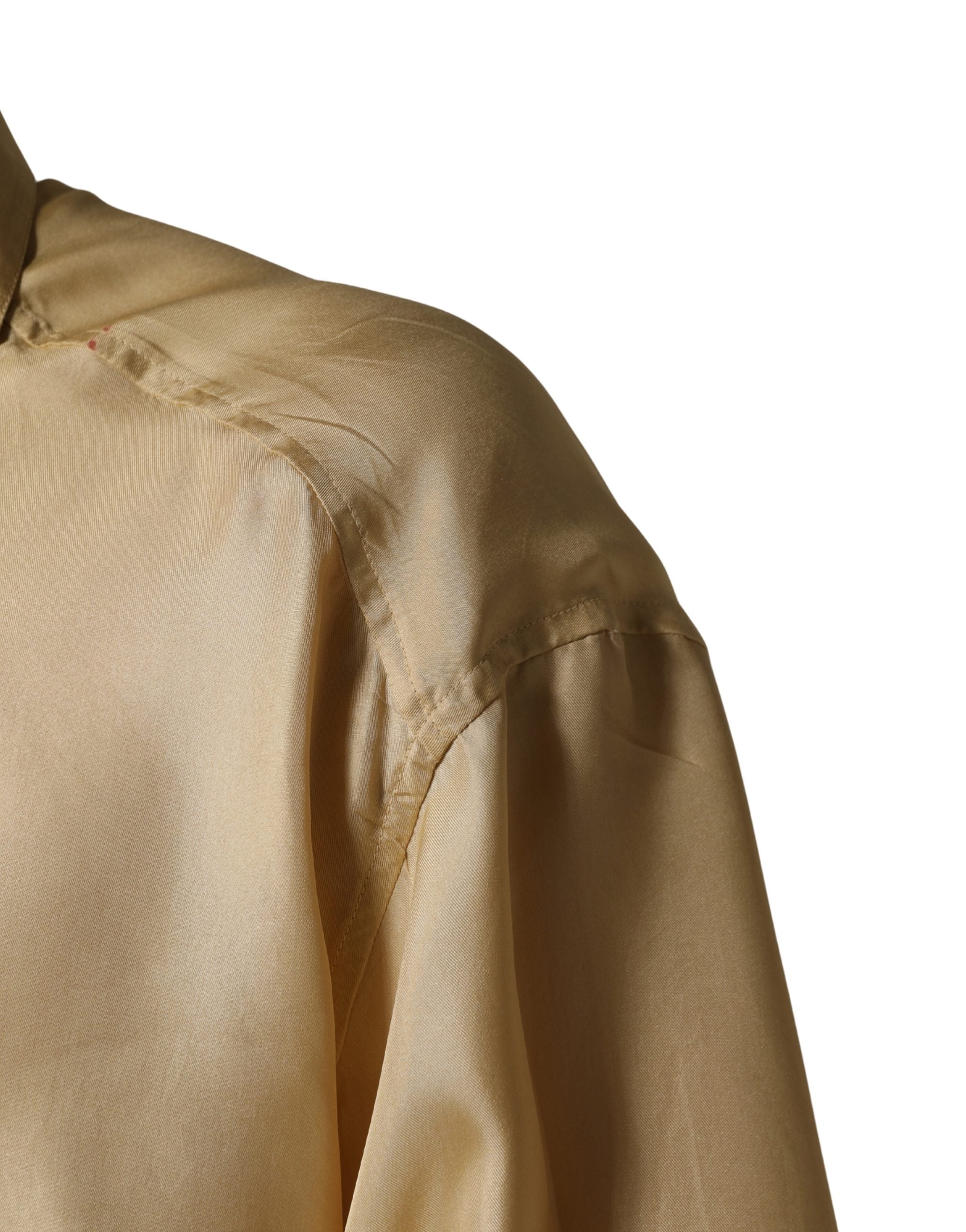 Geel Zijden Oversized Overhemd Met Knoopsluiting Voor Heren