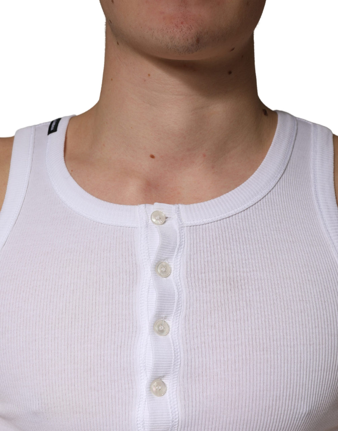 Wit mouwloos T-shirt met ronde hals