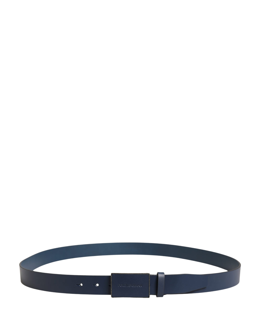 Dolce & Gabbana Blue Calfskin Leather Logo Metal Buckle Belt