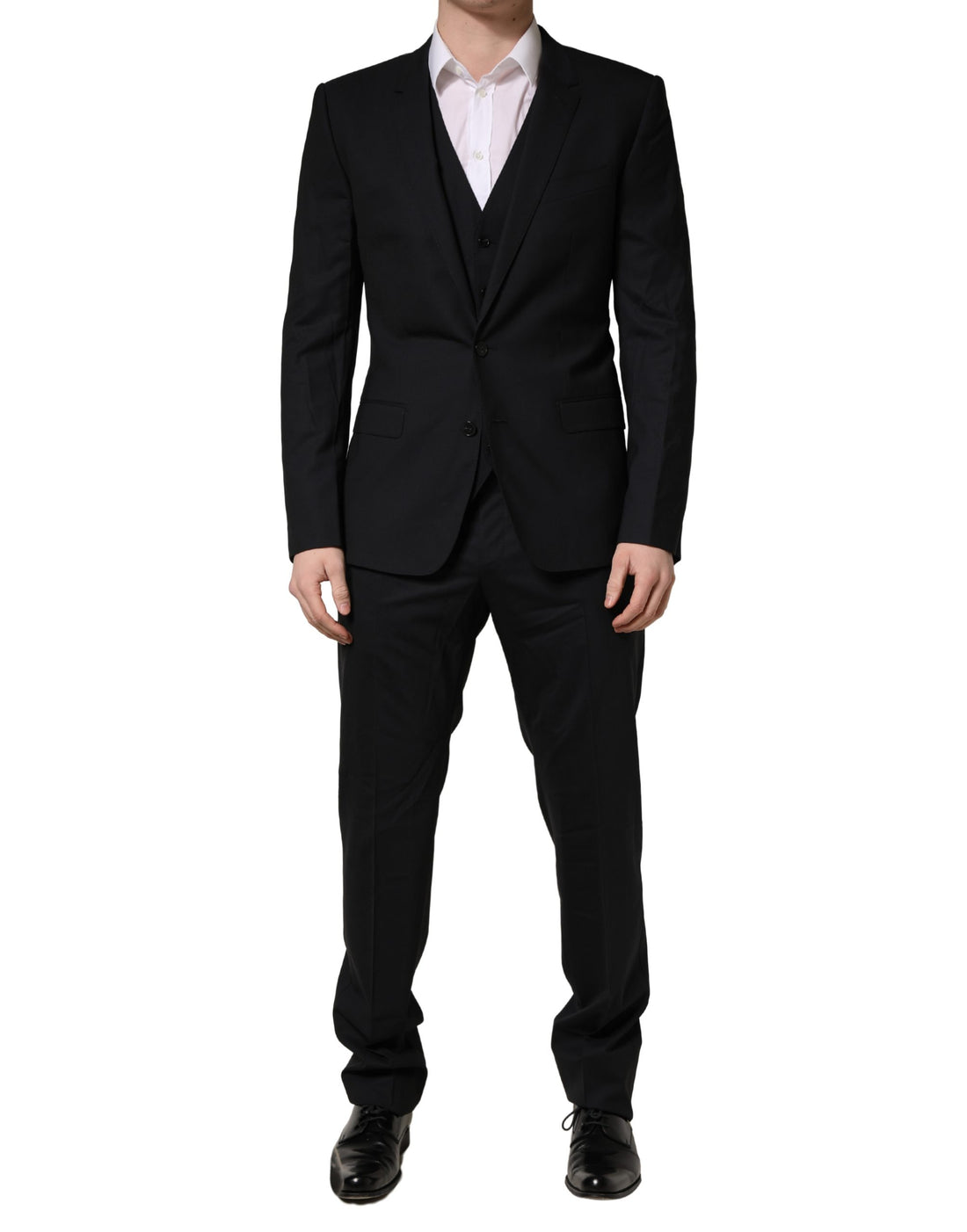 Dolce & Gabbana Dark Blue Wool 2 Buttons Formal 3 Piece Men Suit