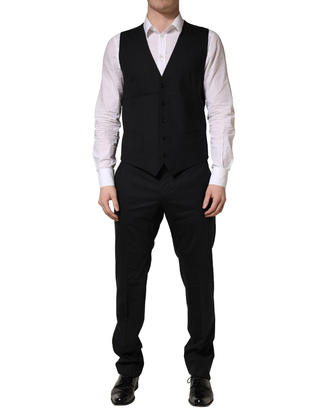 Dolce & Gabbana Dark Blue Wool 2 Buttons Formal 3 Piece Men Suit