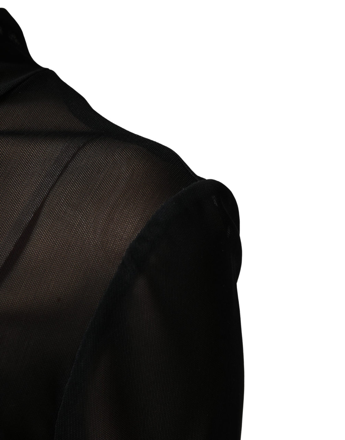 Zwart nylon doorschijnend coltrui-jumpsuitjurk