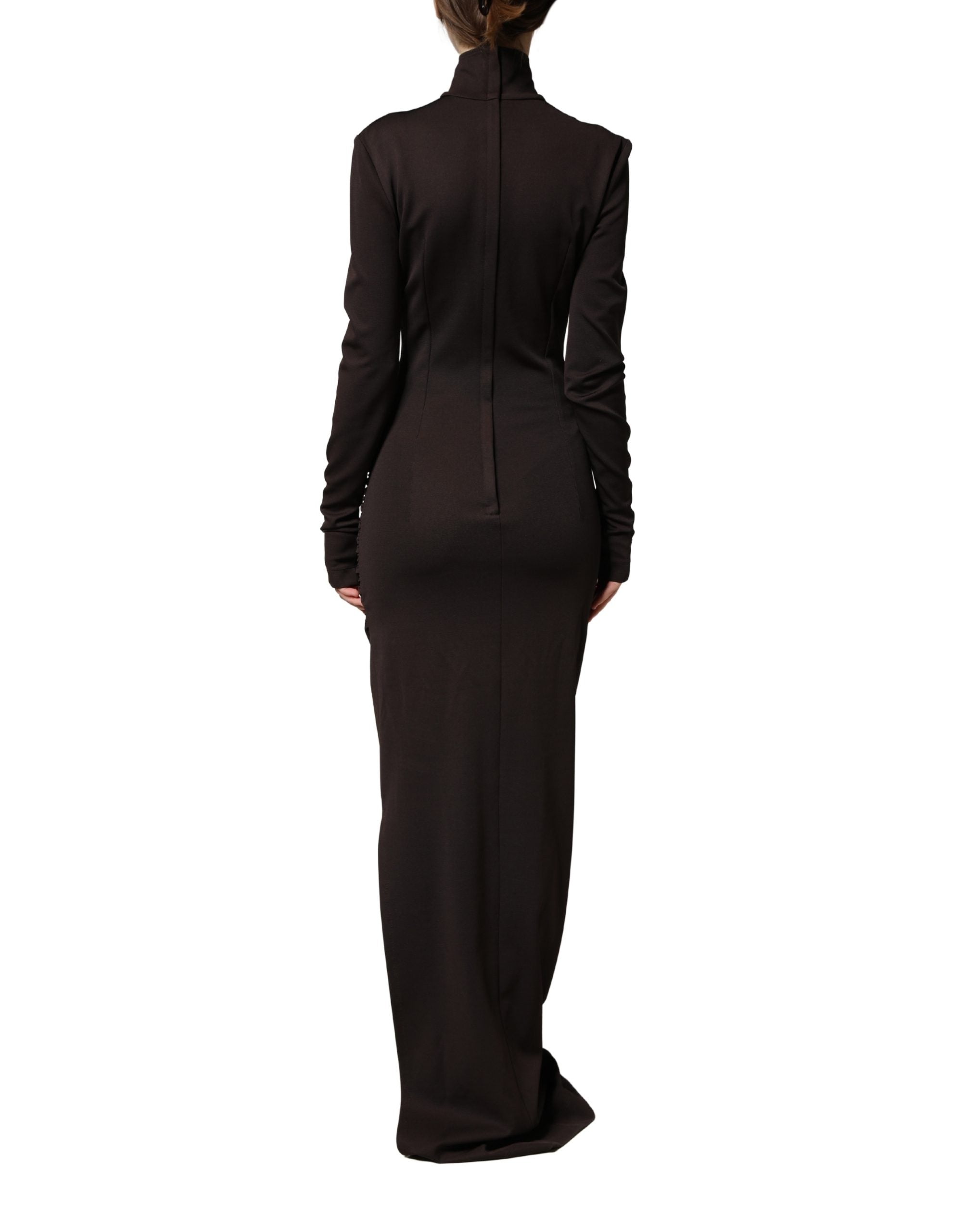 Bruine Coltrui Jersey Lange Maxi Jurk