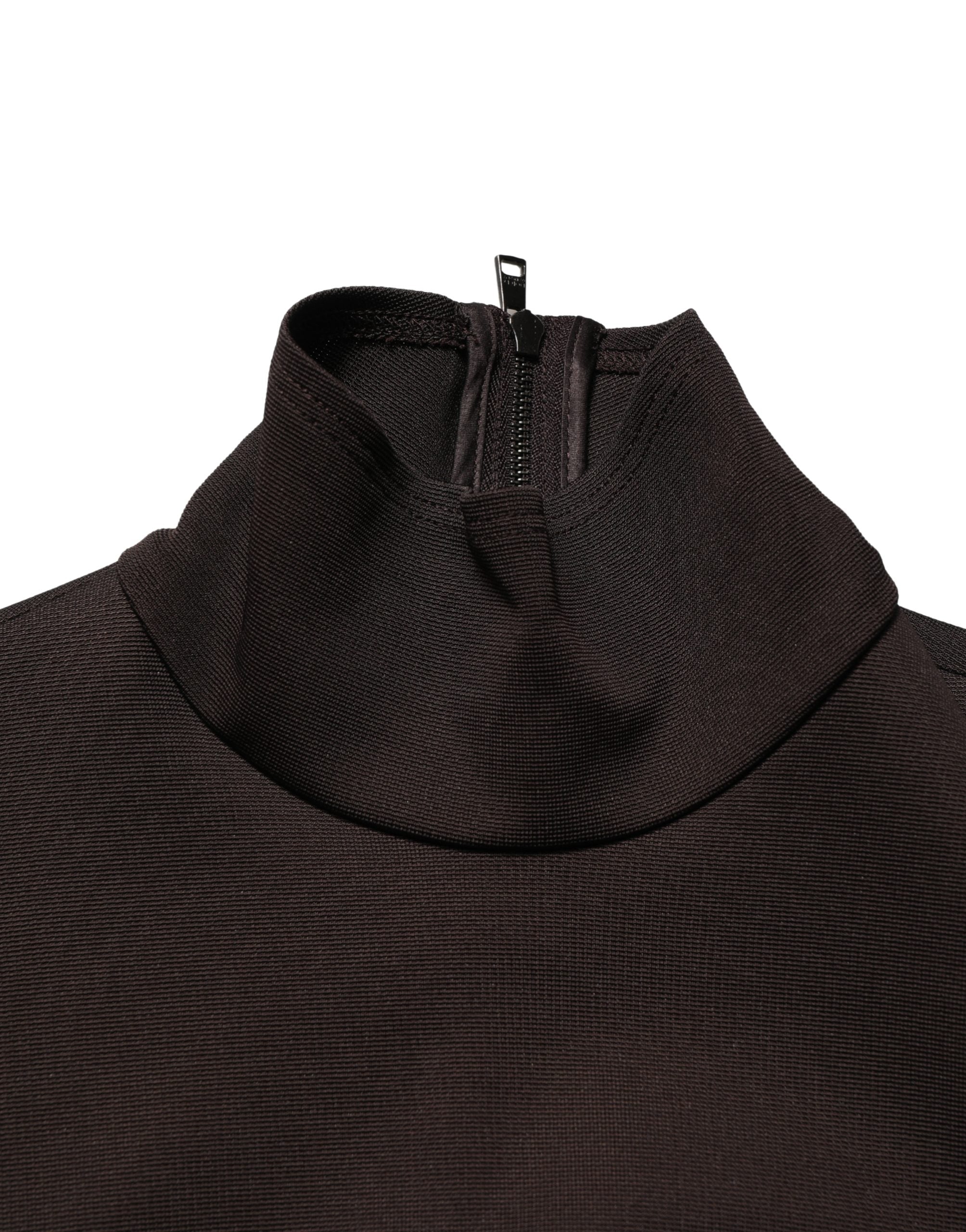 Bruine Coltrui Jersey Lange Maxi Jurk