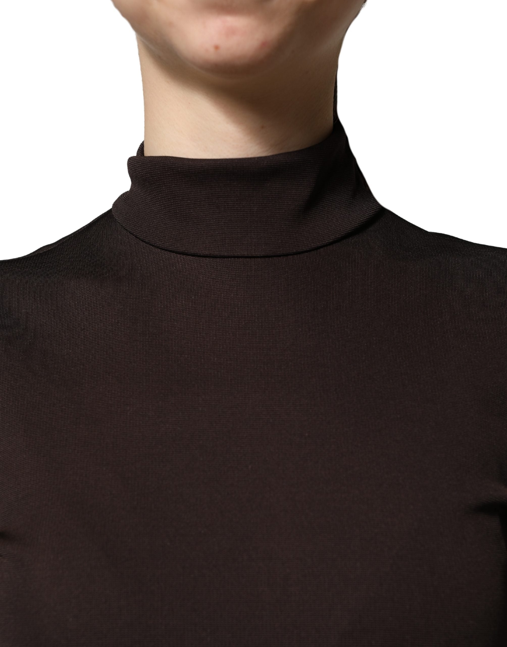 Bruine Coltrui Jersey Lange Maxi Jurk
