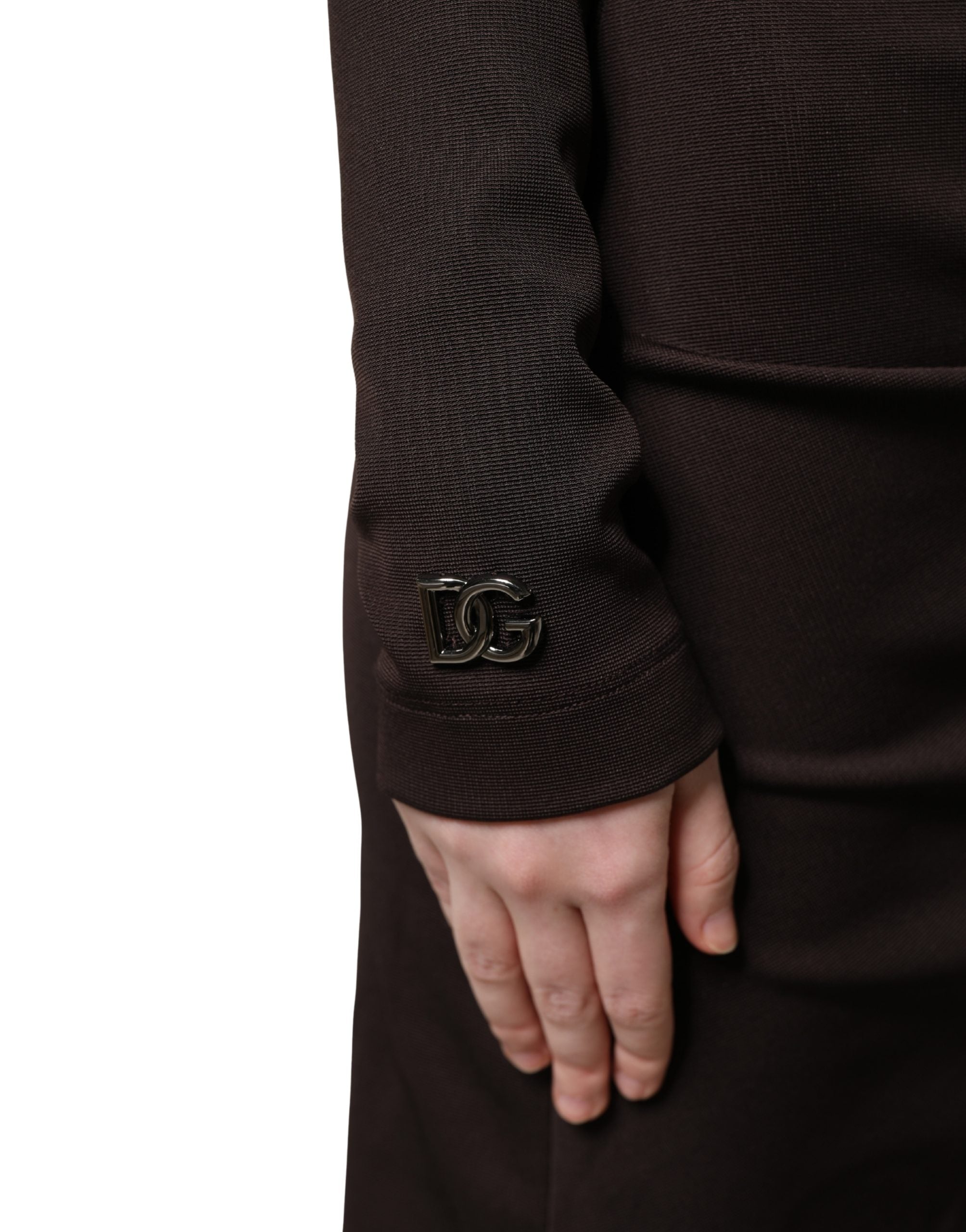 Bruine Coltrui Jersey Lange Maxi Jurk