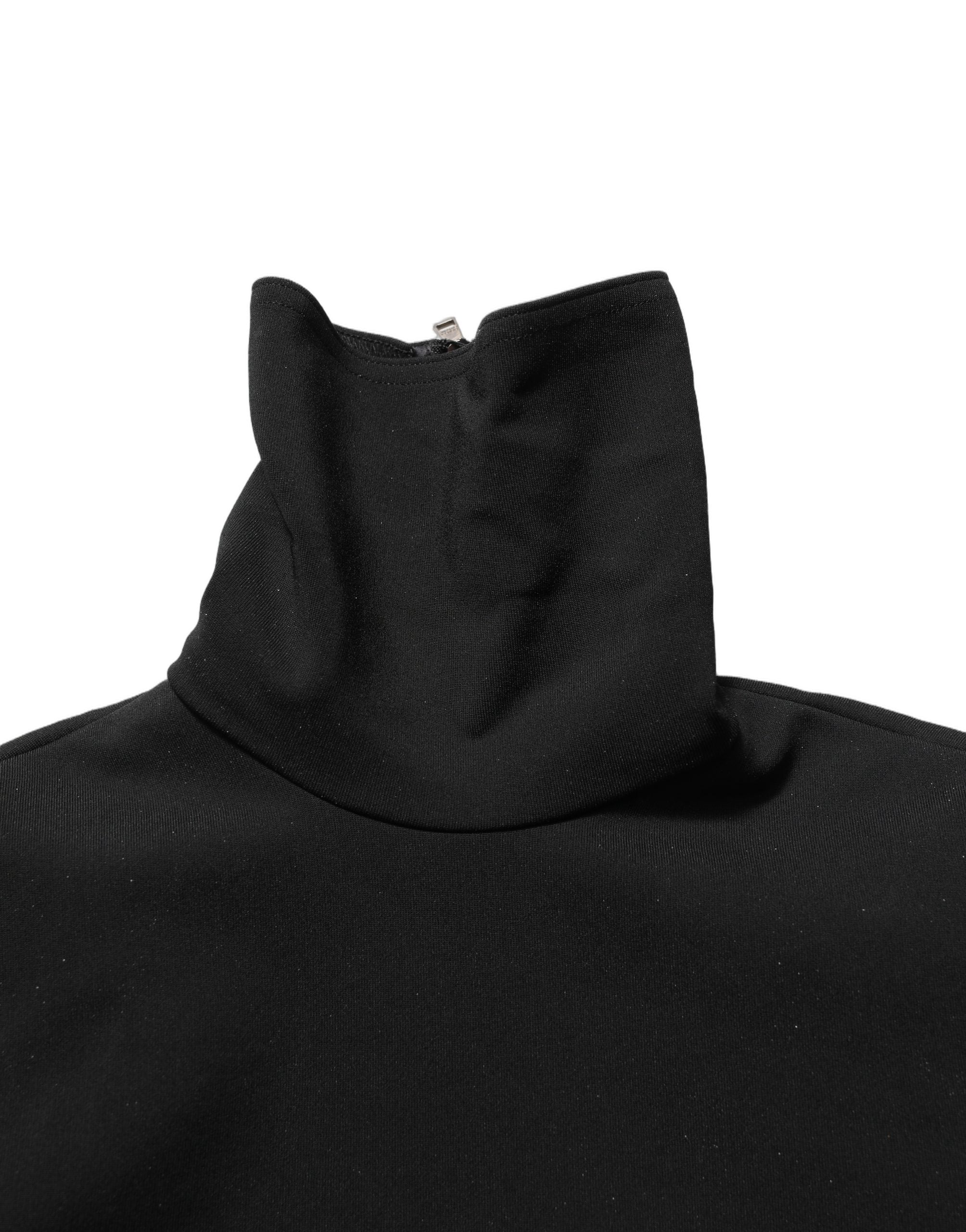 Zwarte Viscose Maxi Schedejurk met Lange Mouwen