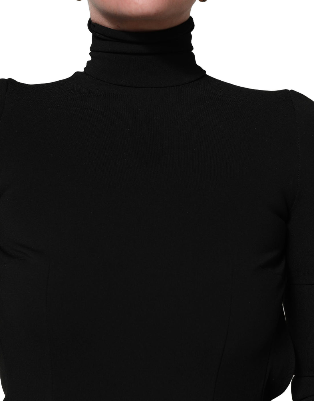 Zwarte Viscose Maxi Schedejurk met Lange Mouwen