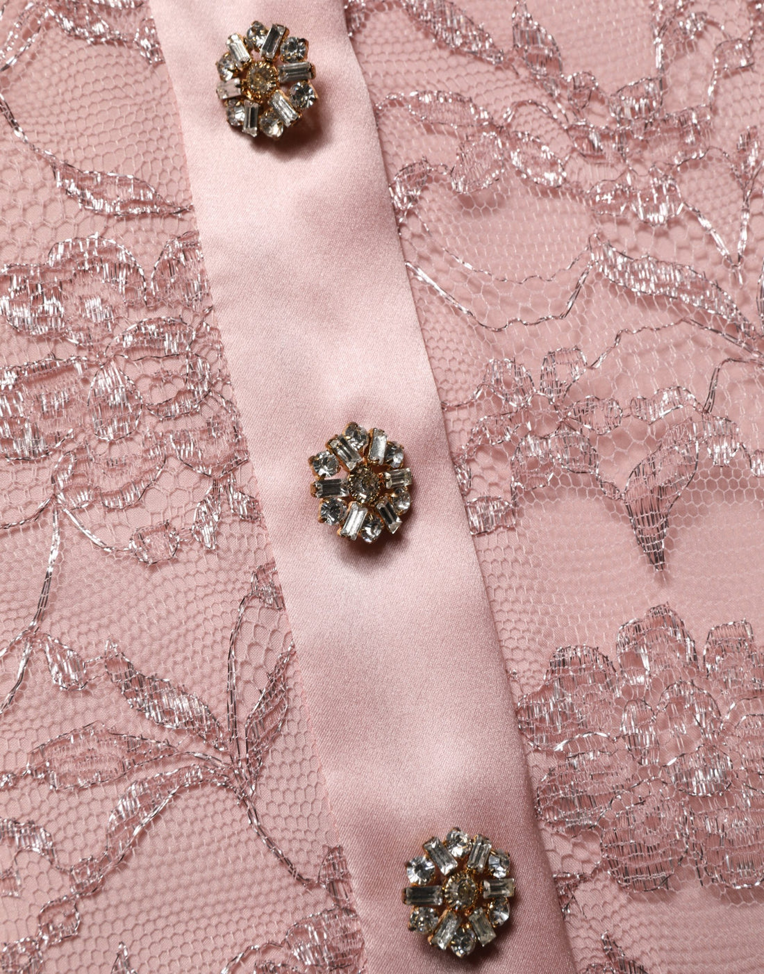 Dolce & Gabbana Pink Corded Floral Lace Kaftan Midi Dress