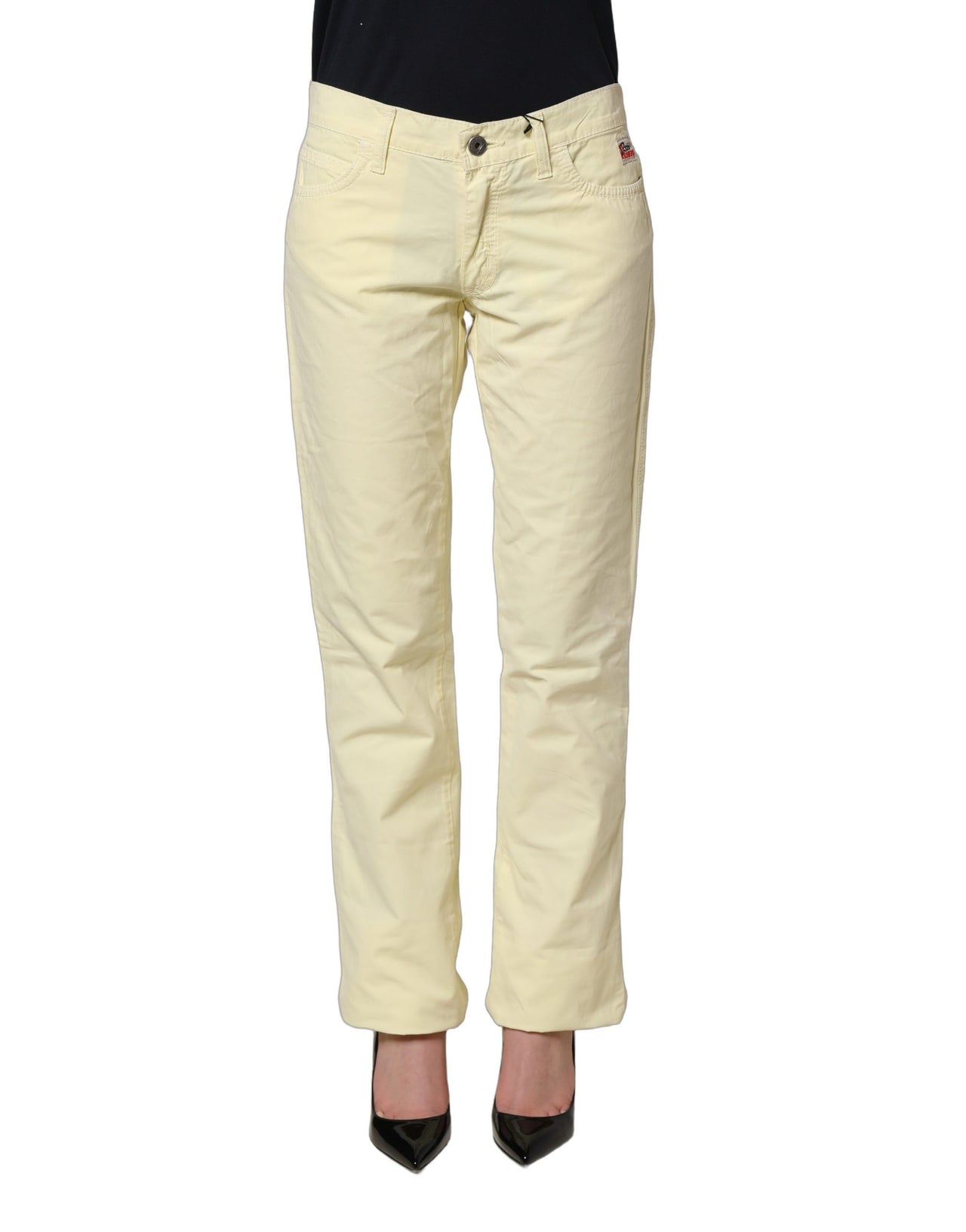 Yellow Cotton Straight Casual Denim Trouser Jeans