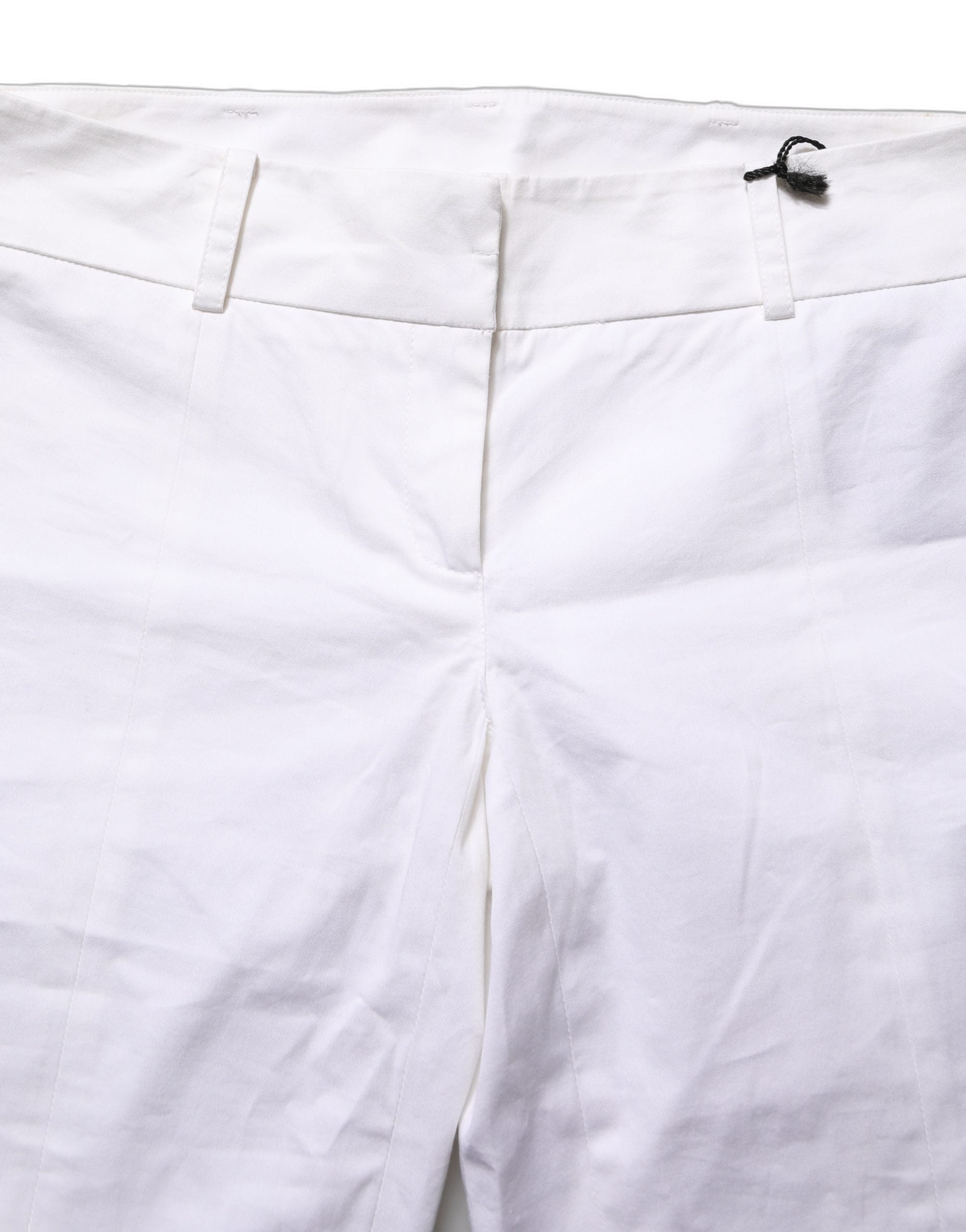 White Mid Waist Tapered Formal Trousers Pants