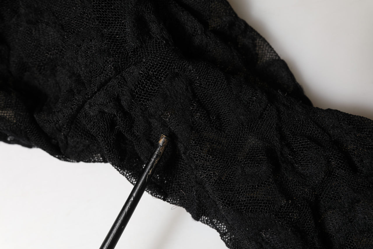 Black Floral Lace Turtle Neck Long Sleeve Top