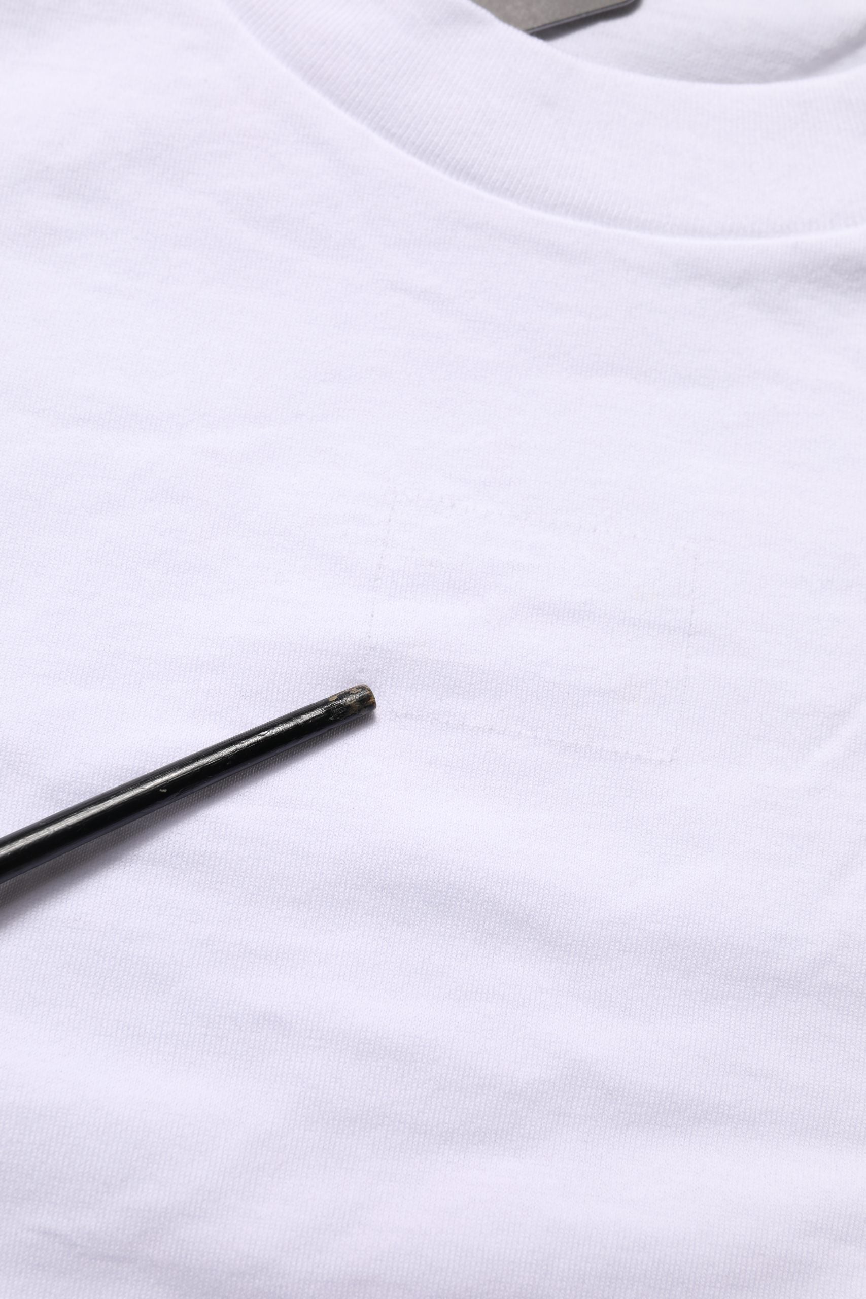 White Cotton Round Neck Short Sleeves T-Shirt
