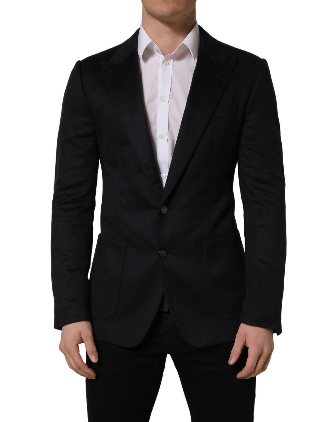 Dolce & Gabbana Blue Cashmere Single Breasted Blazer Jacket