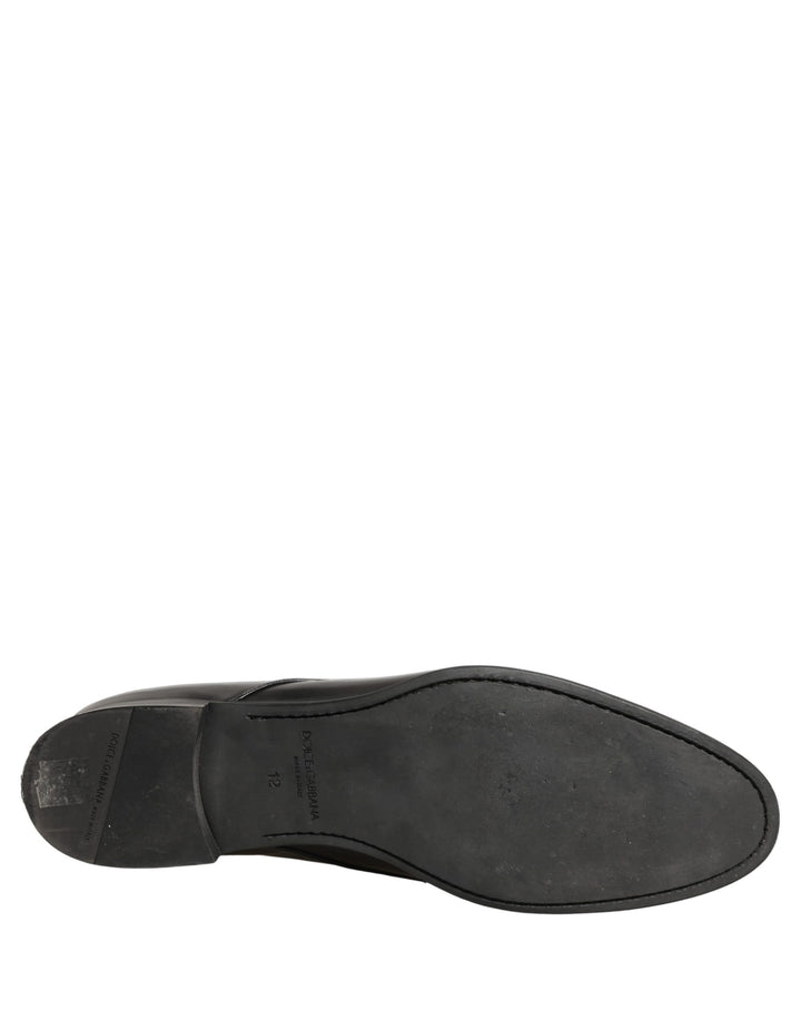 Dolce & Gabbana Black Leather Men Derby Dress Formal Shoes