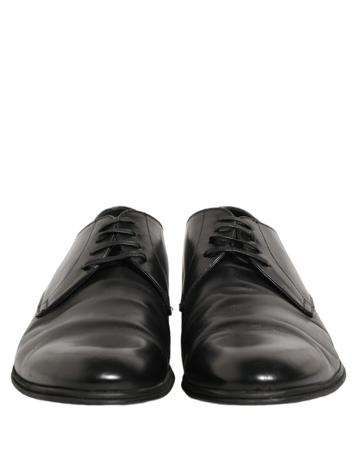 Dolce & Gabbana Black Leather Men Derby Dress Formal Shoes