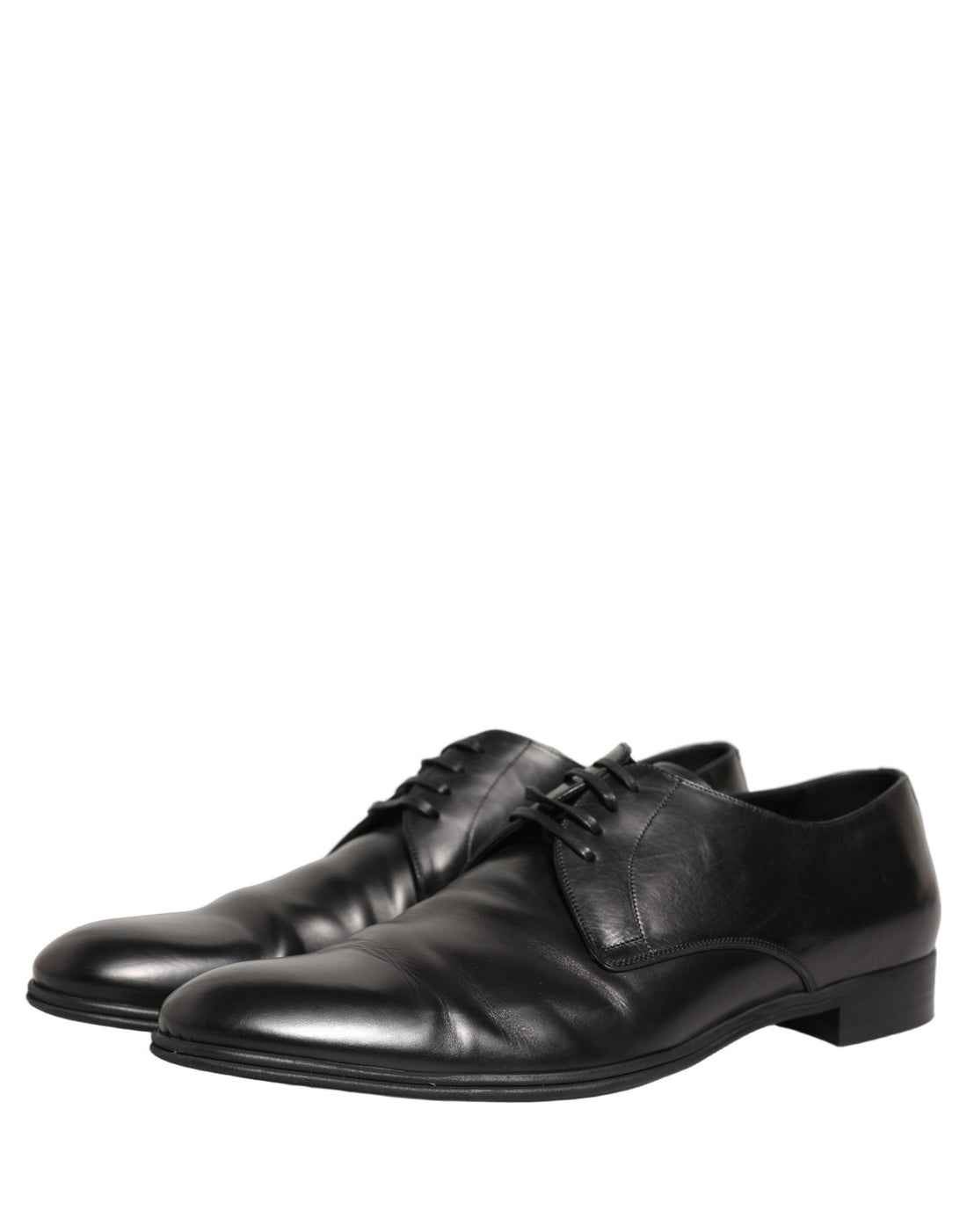 Dolce & Gabbana Black Leather Men Derby Dress Formal Shoes