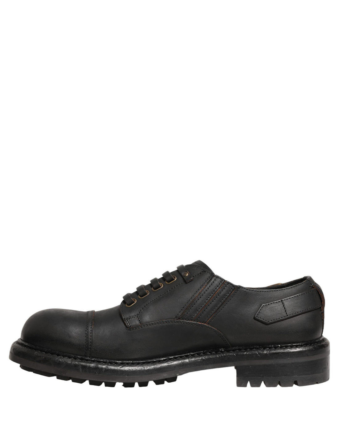 Dolce & Gabbana Dress Black Leather Lace Up Derby Men Shoes