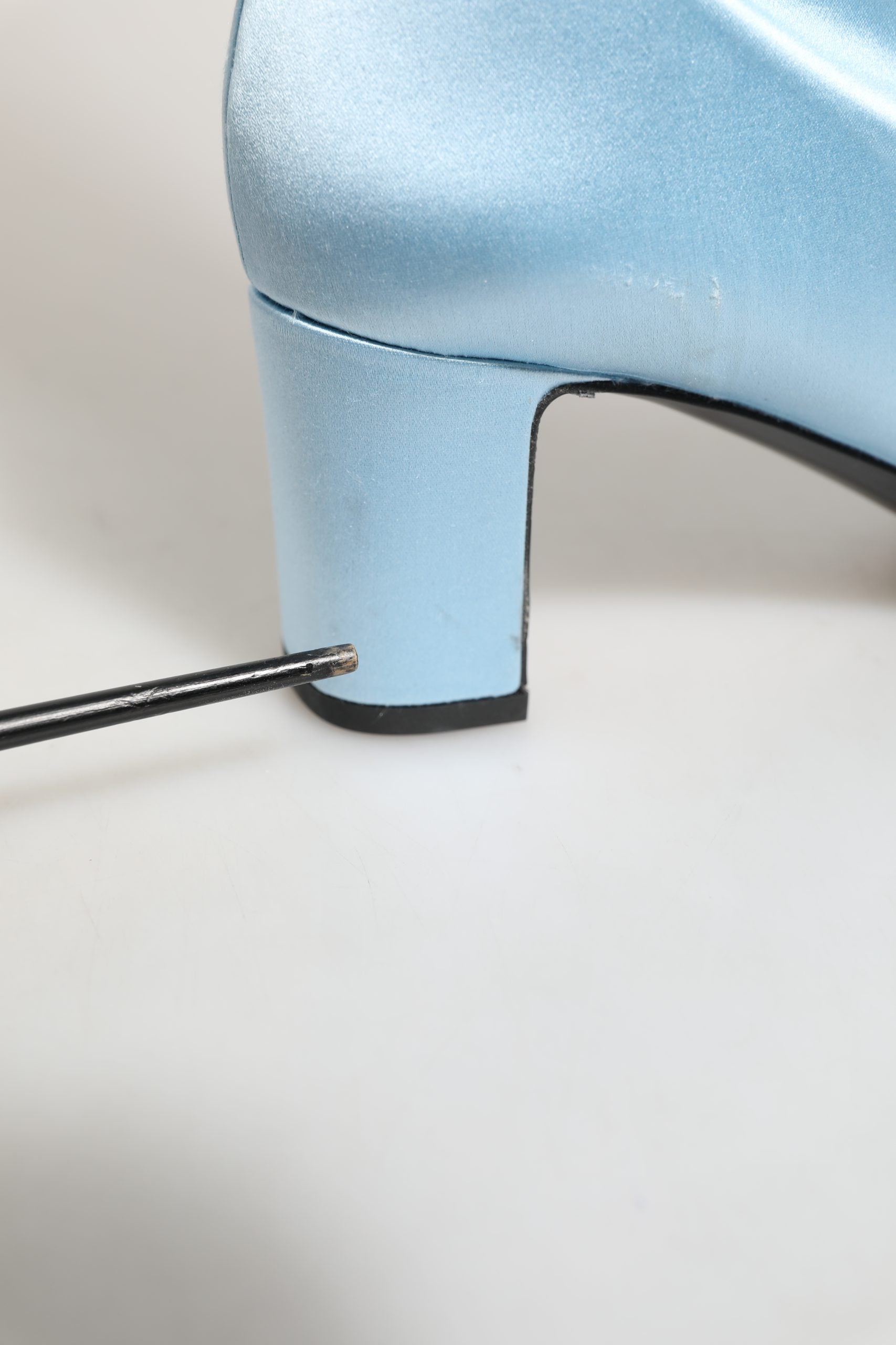 Dolce & Gabbana Light Blue Satin Knee High Boots Shoes