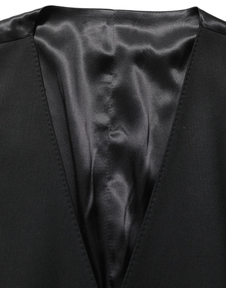 Dolce & Gabbana Black Wool Slim Fit Formal 3 Piece Men Suit