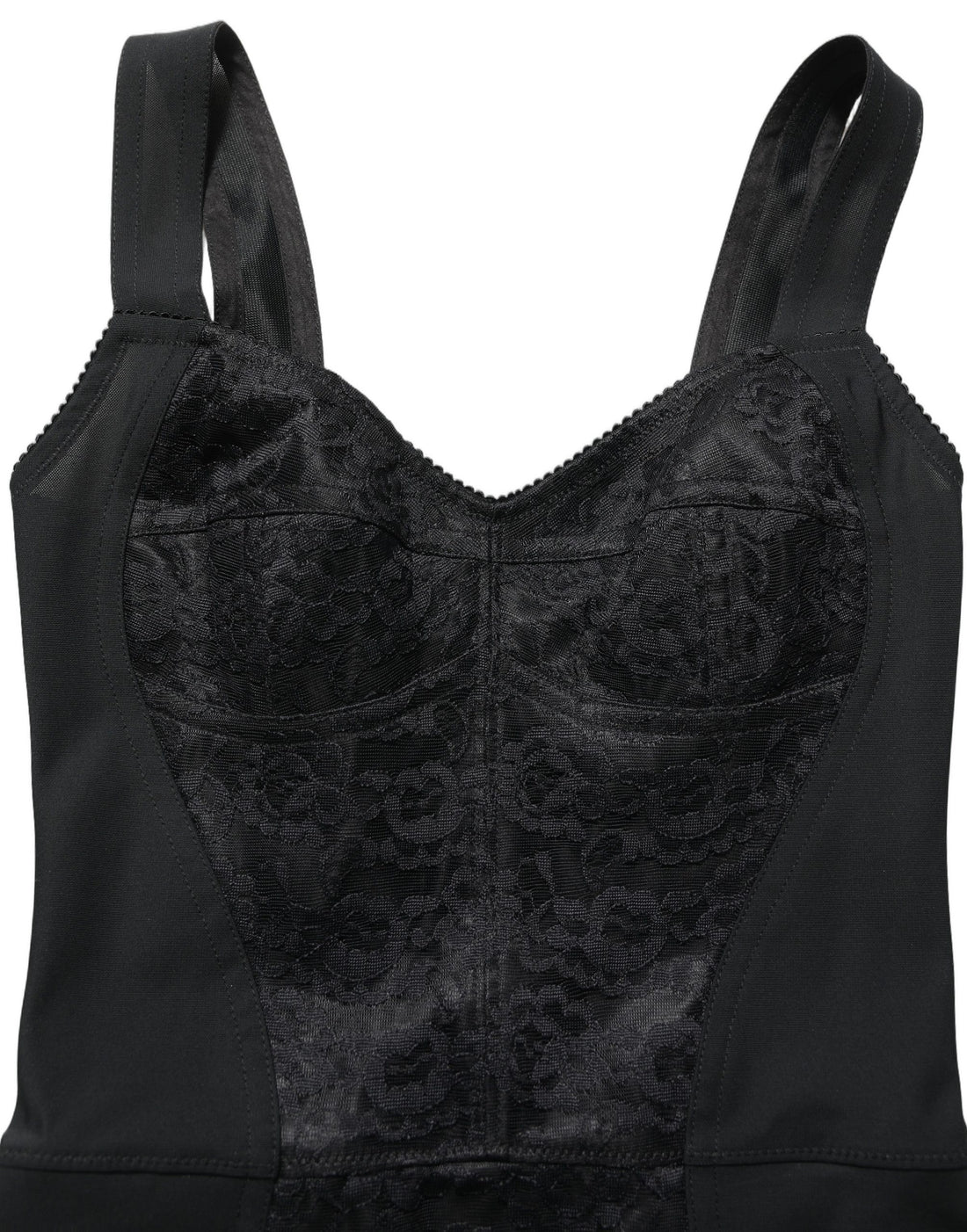 Dolce & Gabbana Black Floral Lace Corset Bodycon Bodysuit