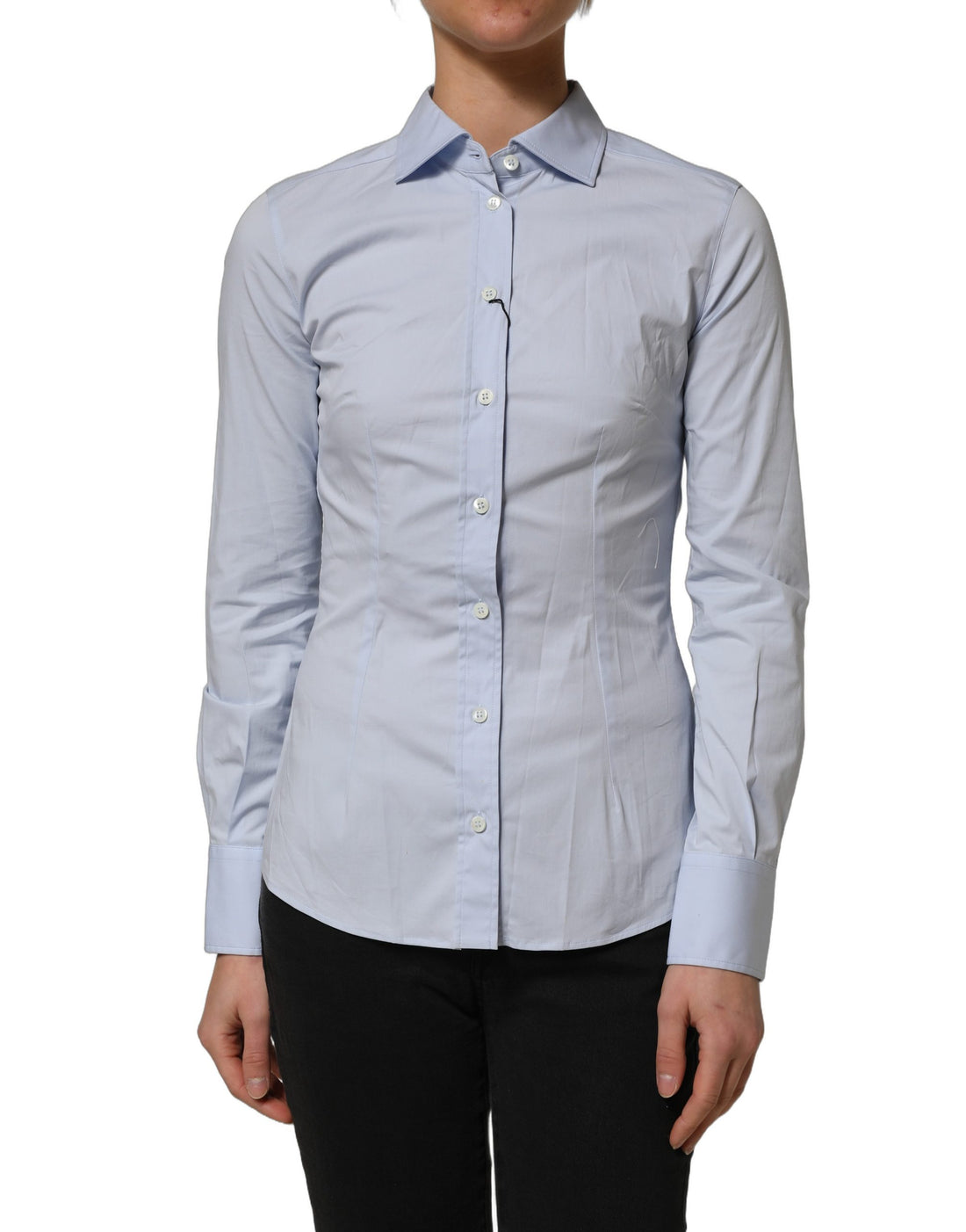 Dolce & Gabbana Blue Collared Long Sleeves Dress Shirt Top