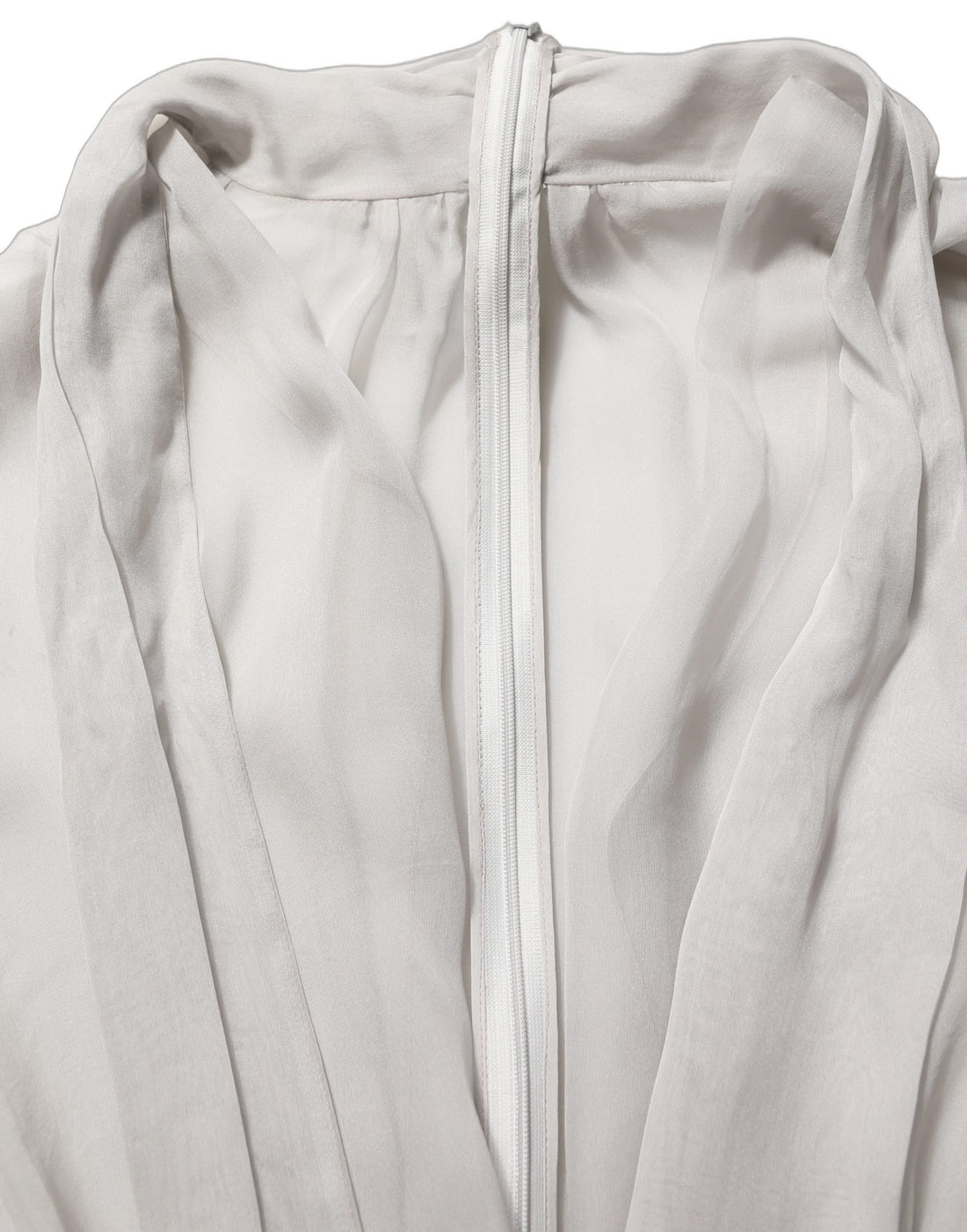 Dolce & Gabbana Gray Sheer Silk Chiffon Shirt Bow Collar Top