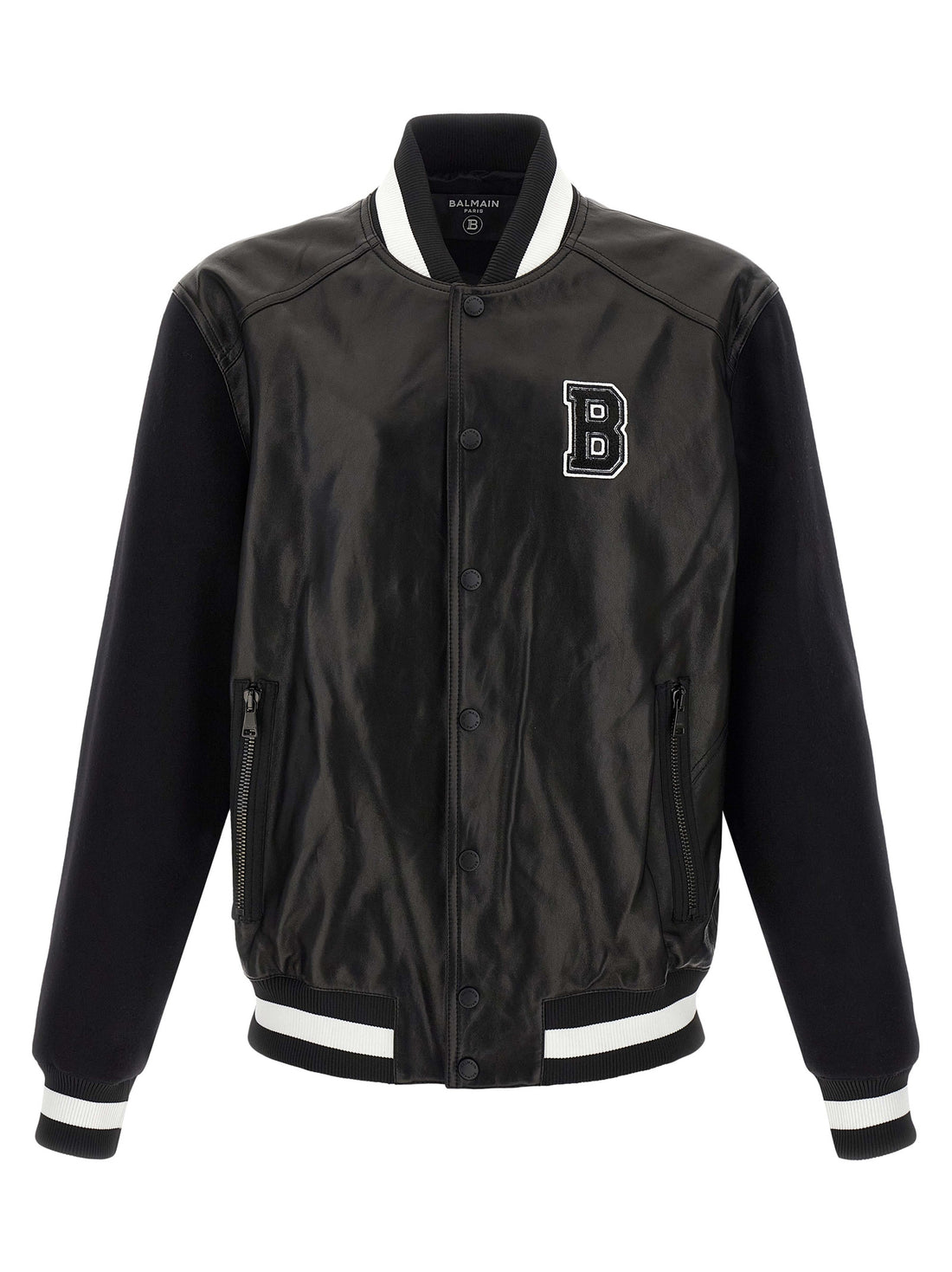 Balmain Bicolor Lamb Leather Leather Jacket