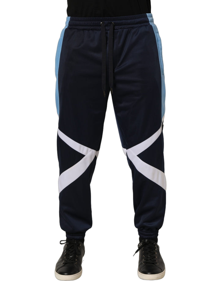 Dolce & Gabbana Blue White Drawstring Jogger Sweatpants Pants