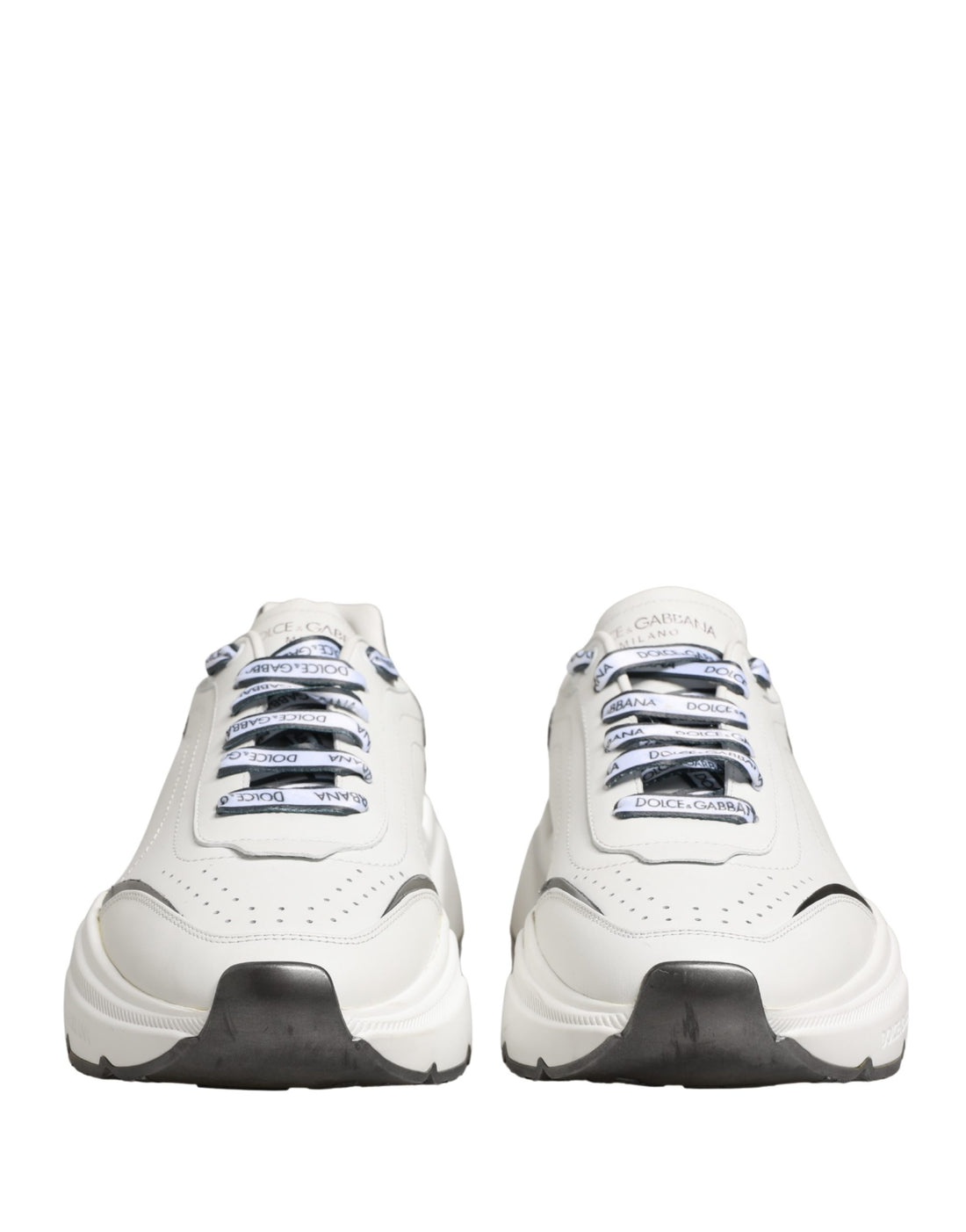 Dolce & Gabbana White Silver Daymaster Low Top Men Sneakers Shoes