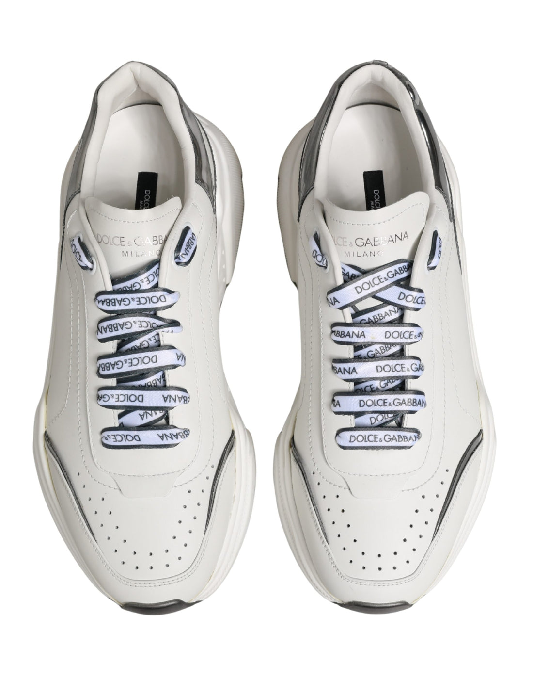 Dolce & Gabbana White Silver Daymaster Low Top Men Sneakers Shoes
