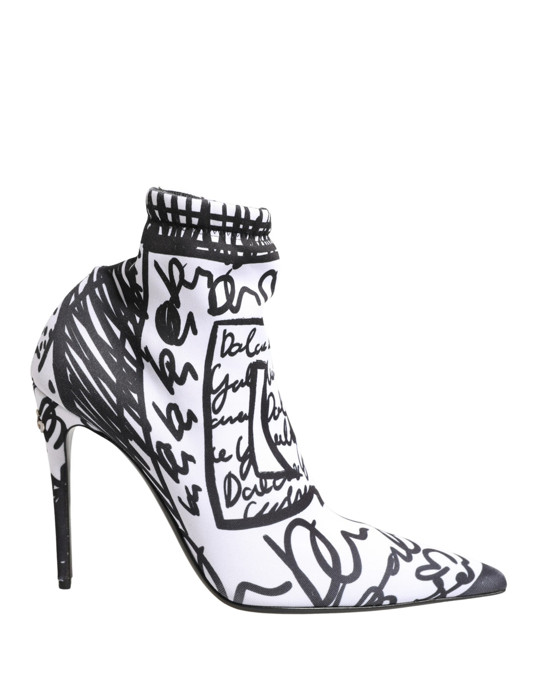 Dolce & Gabbana White Graffiti Stretch Ankle Boots Shoes