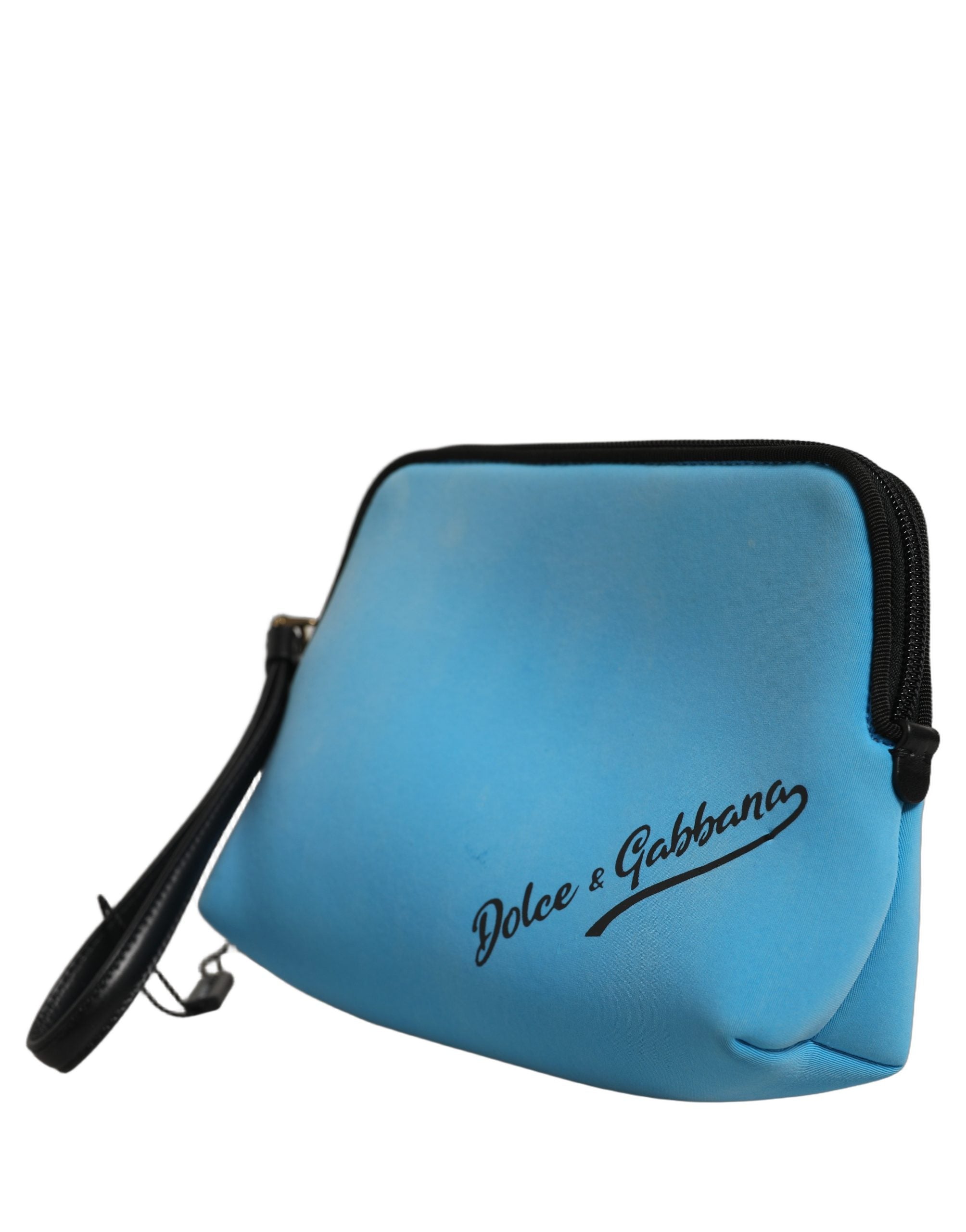 Dolce & Gabbana Blue Nylon DG Logo Print Clutch Zip Women Borse Pouch Bag