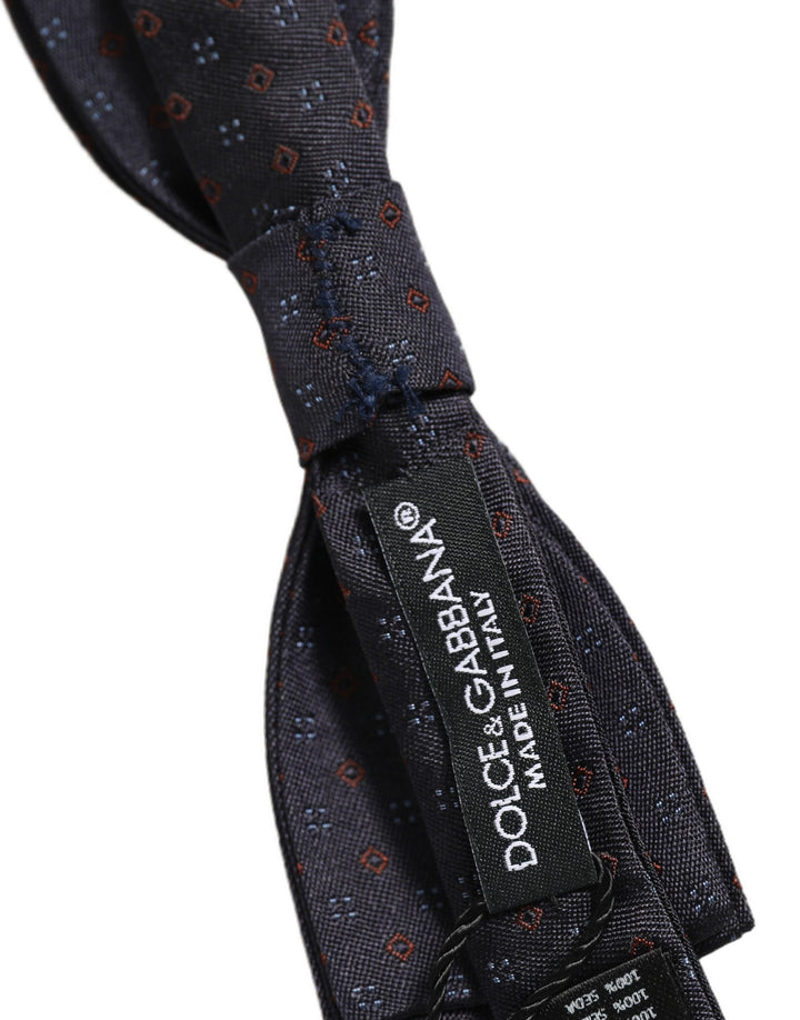 Dolce & Gabbana Black Diamond Pattern Adjustable Neck Papillon Bow Tie